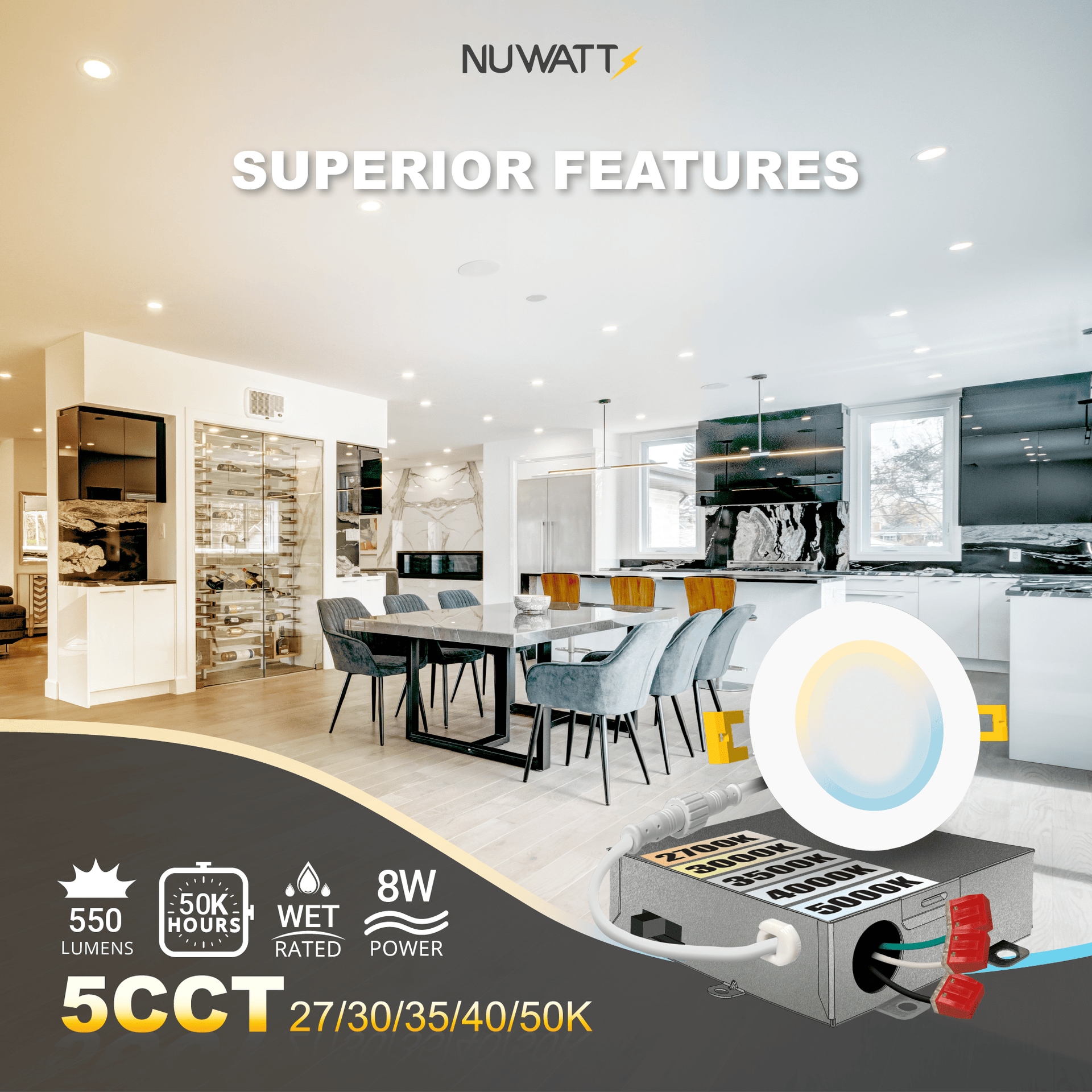 NUWATT NWP-DL-3-8W5CT-WH12P Led-Retrofit-Downlight - View #3