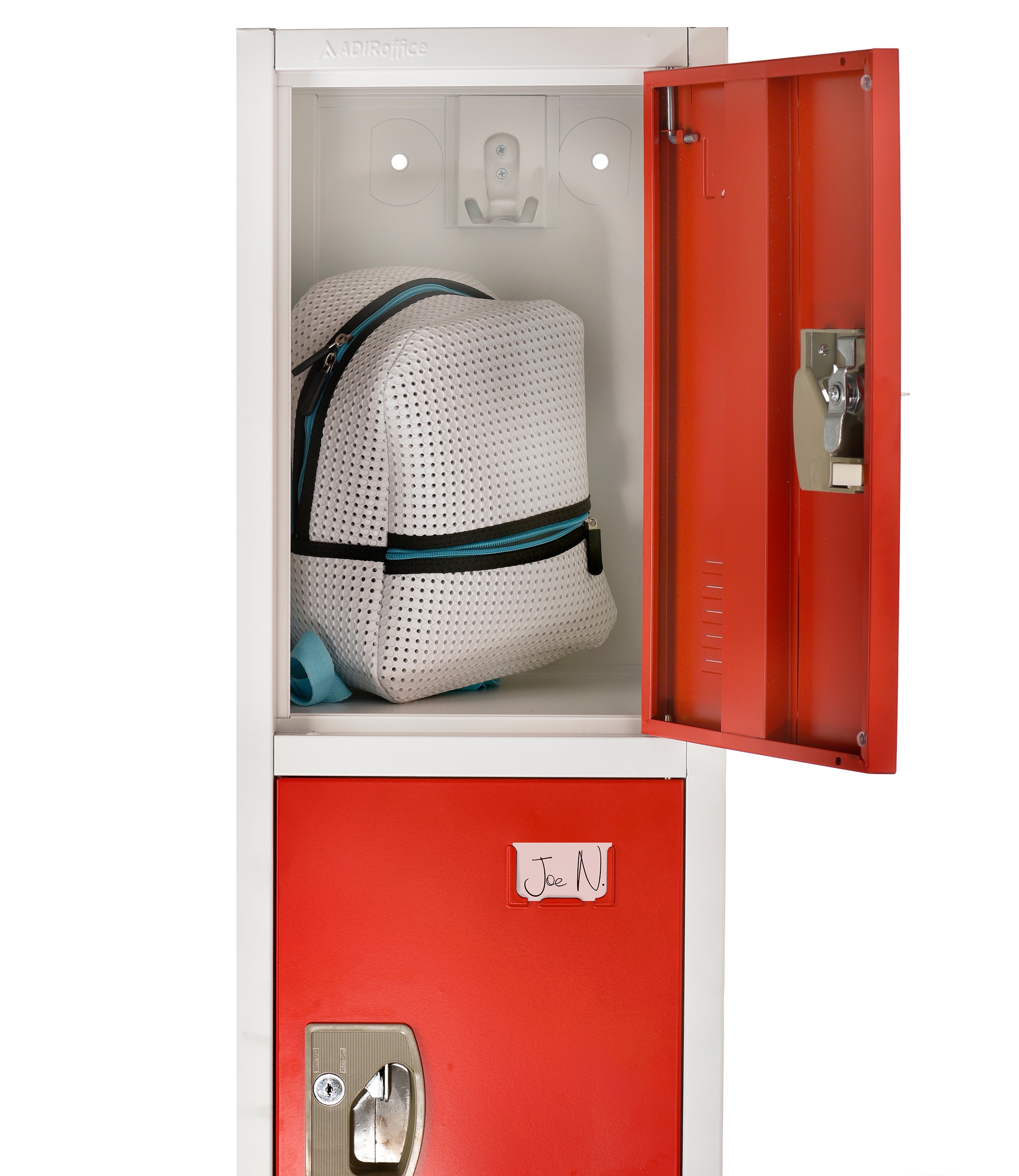 AdirOffice 72" Red Steel 4-Tier Key Lock Storage Locker Set