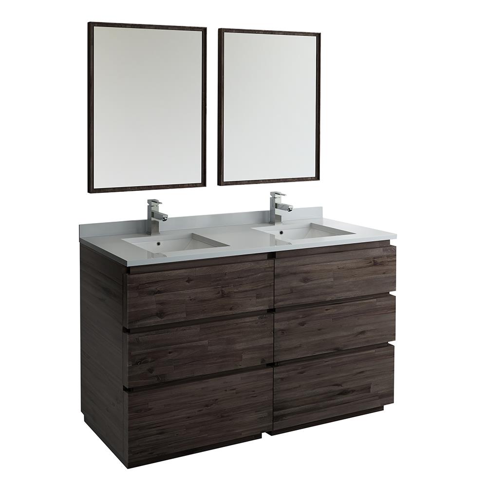 Fresca Formosa 60" Brown Quartz Stone Double Sink Vanity Set