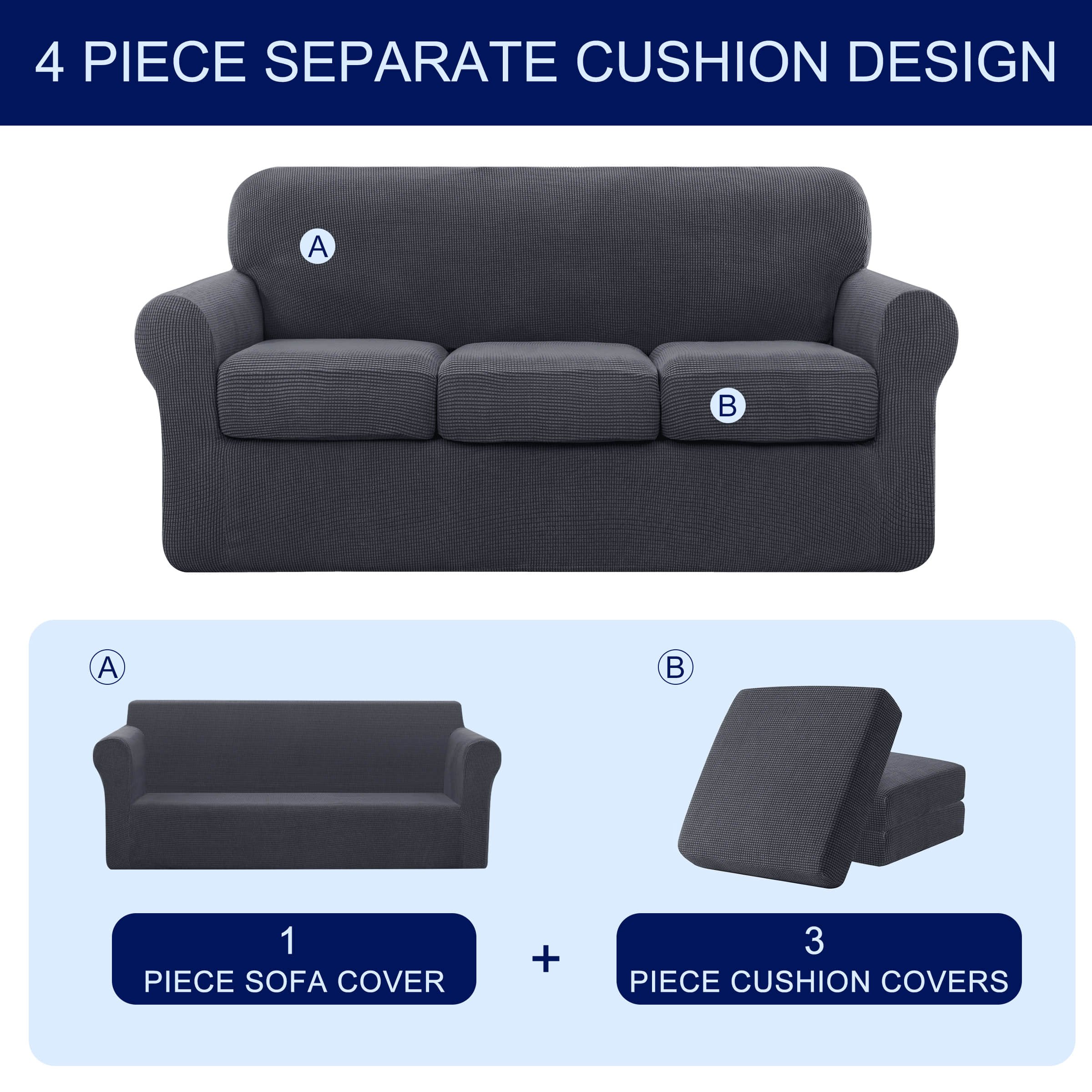 Subrtex 1 Piece Sofa Slipcover Stretch Spandex Furniture Protector