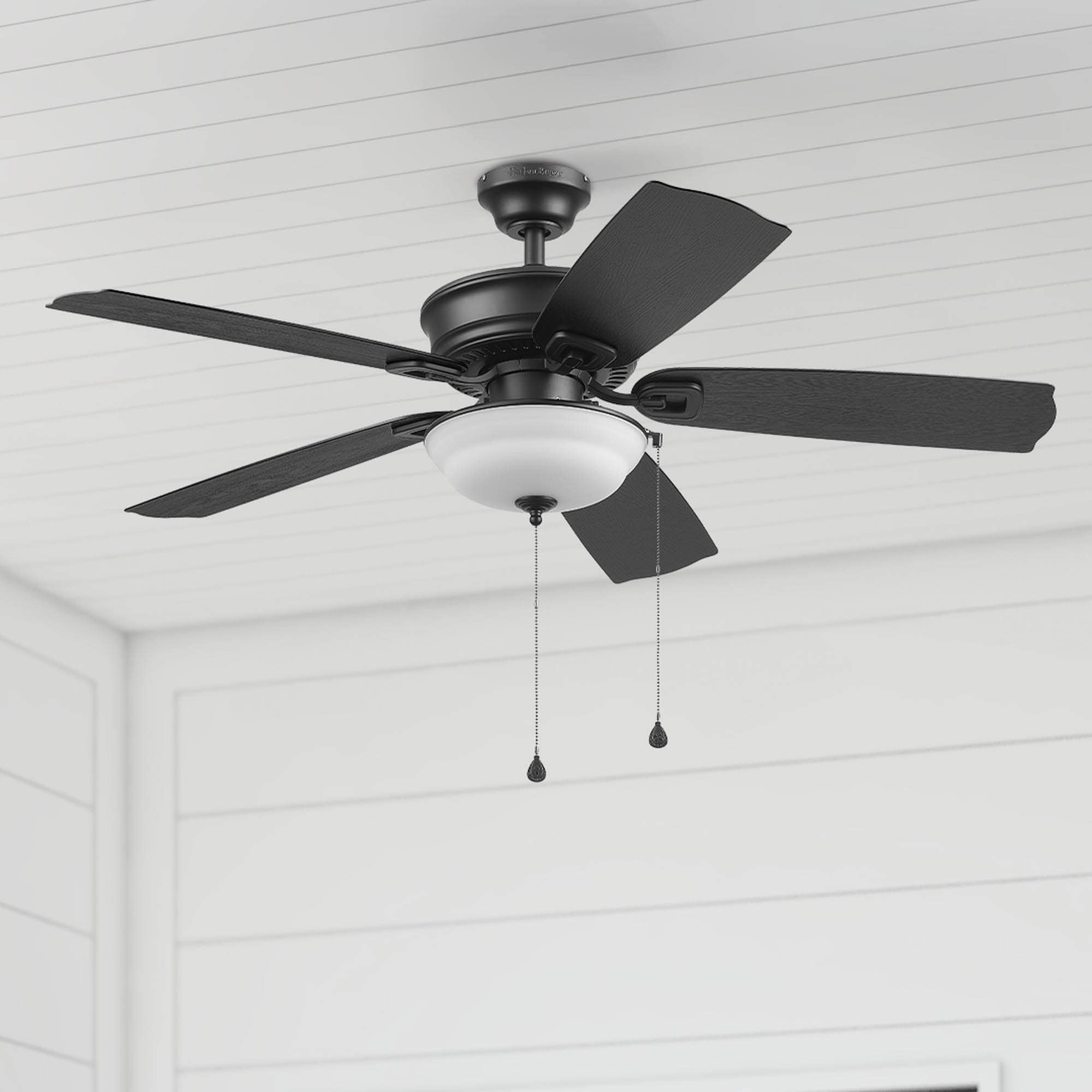 Harbor Breeze 43388 Echo Lake 52-in Outdoor Matte Black with Matte Black Blades Ceiling Fan With Light ( 5 -Blade )