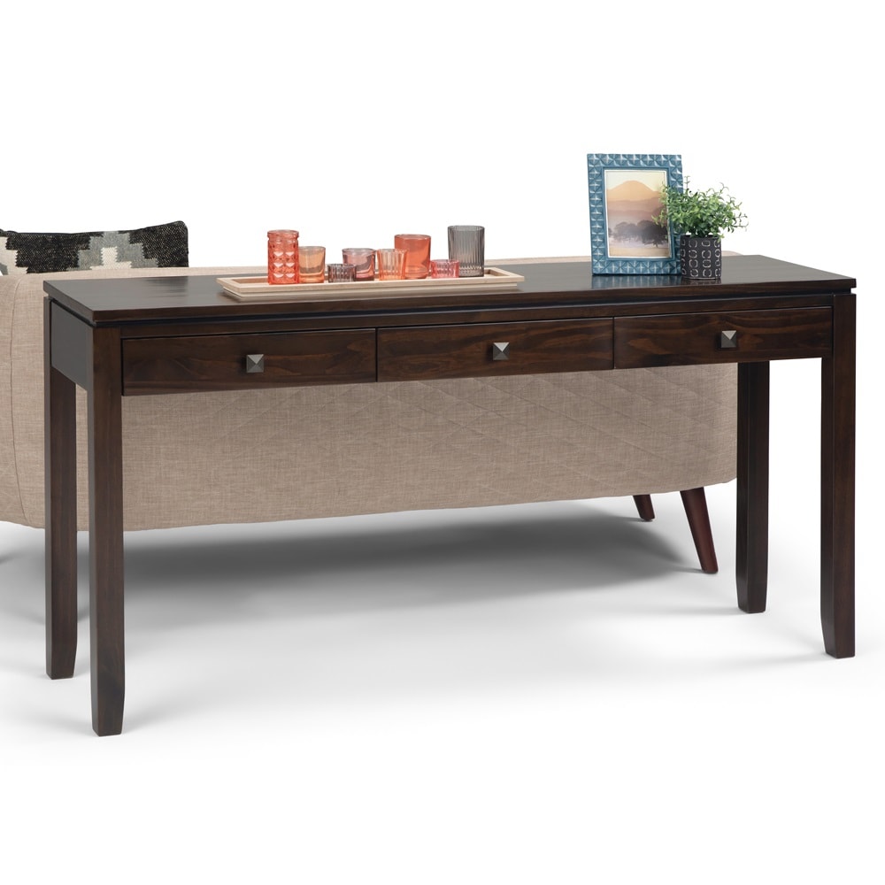 Mahogany Brown Solid Wood Console Table with Storage