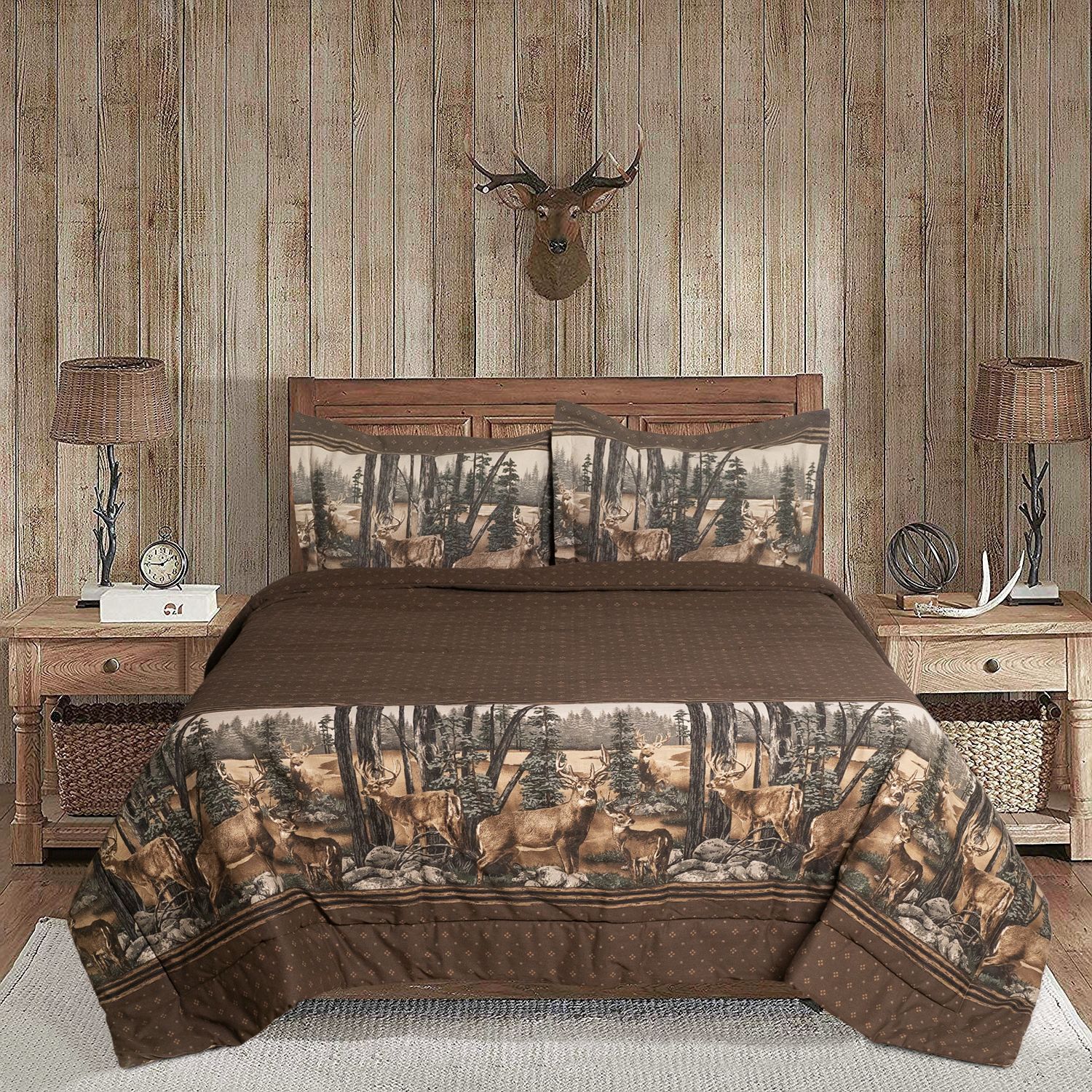 Wildlife Comforter Bedding Set Whitetail Deer Birch Trees by Blue Ridge Trading 