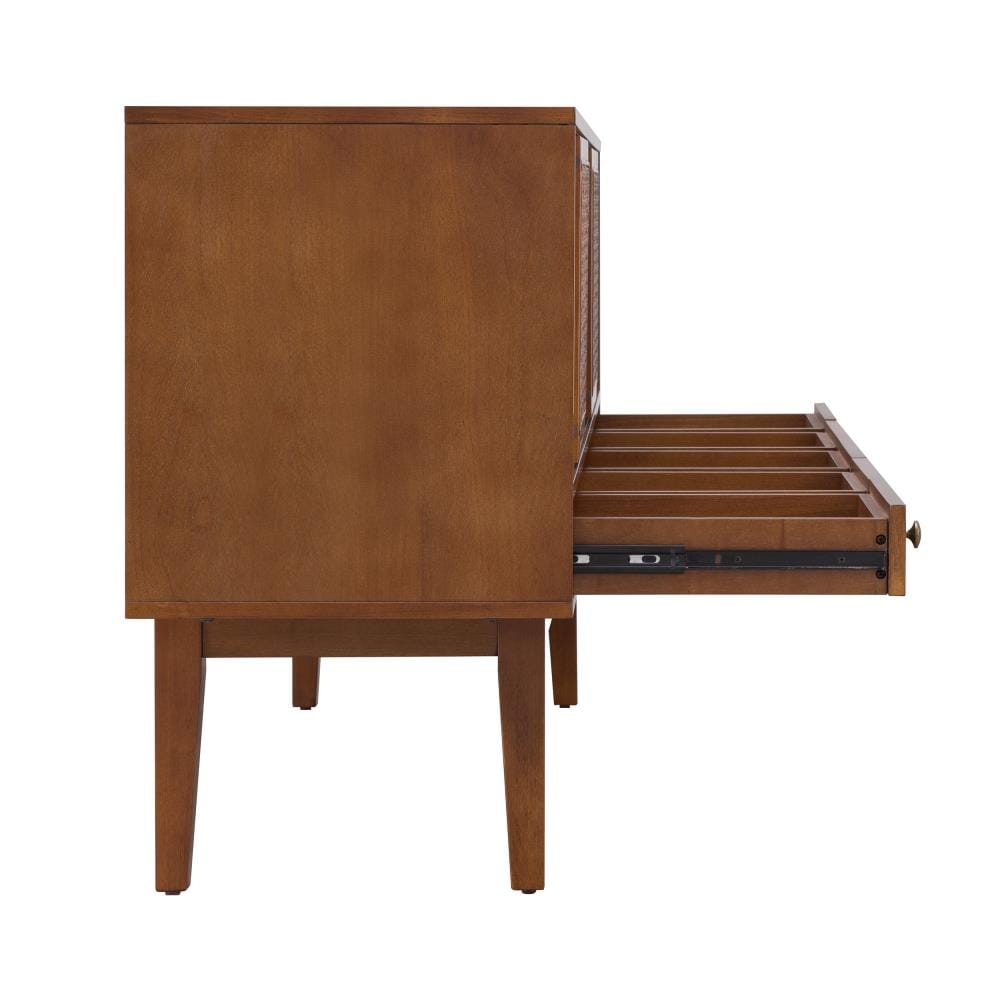 Simms 76.5" Dark Tobacco Midcentury Modern Media Console with Cane Doors