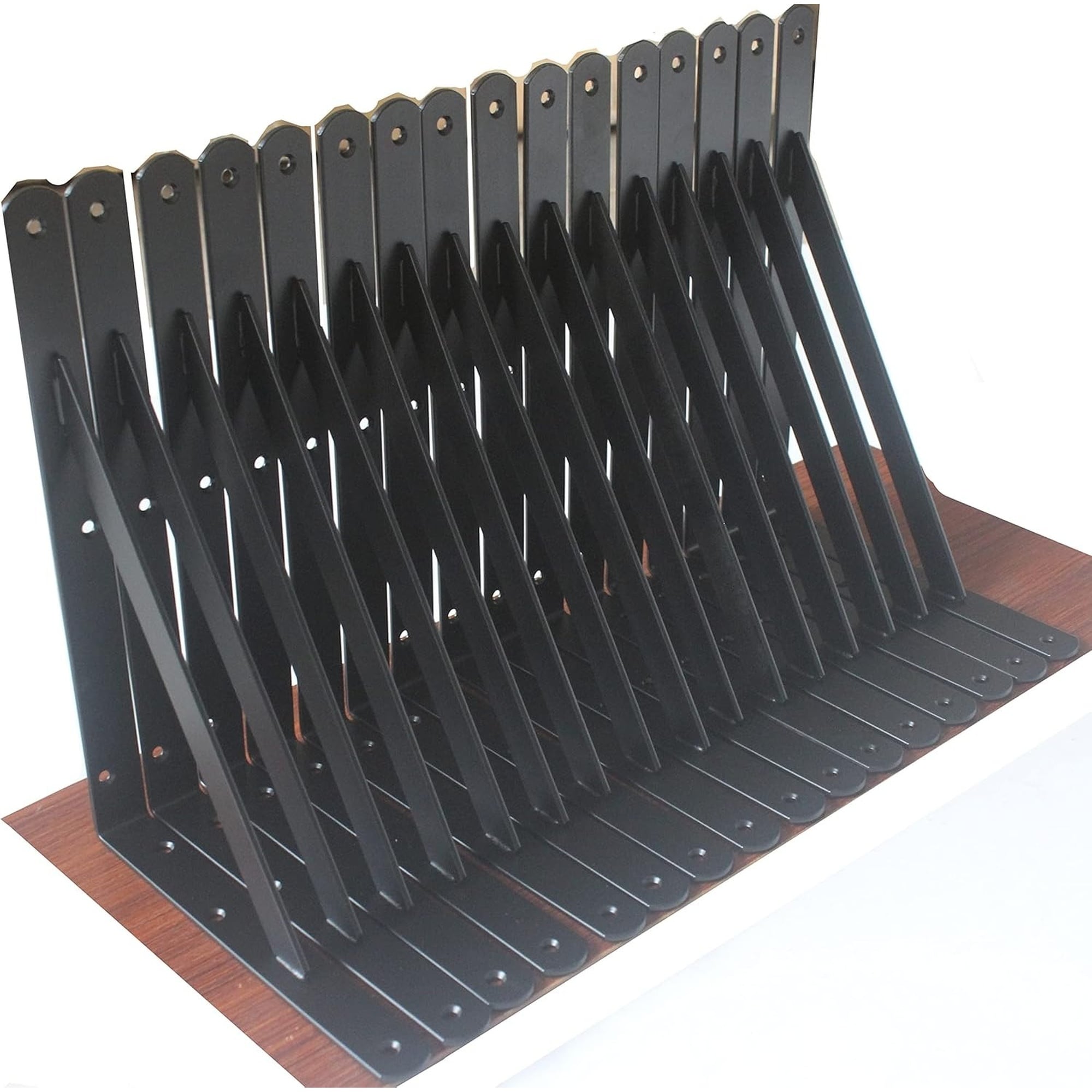 Angel Sar 12 Pcs Heavy Duty Shelf Brackets L 12 x H 8 in Black Metal Shelf Support Angle for Floating Shelves DIY