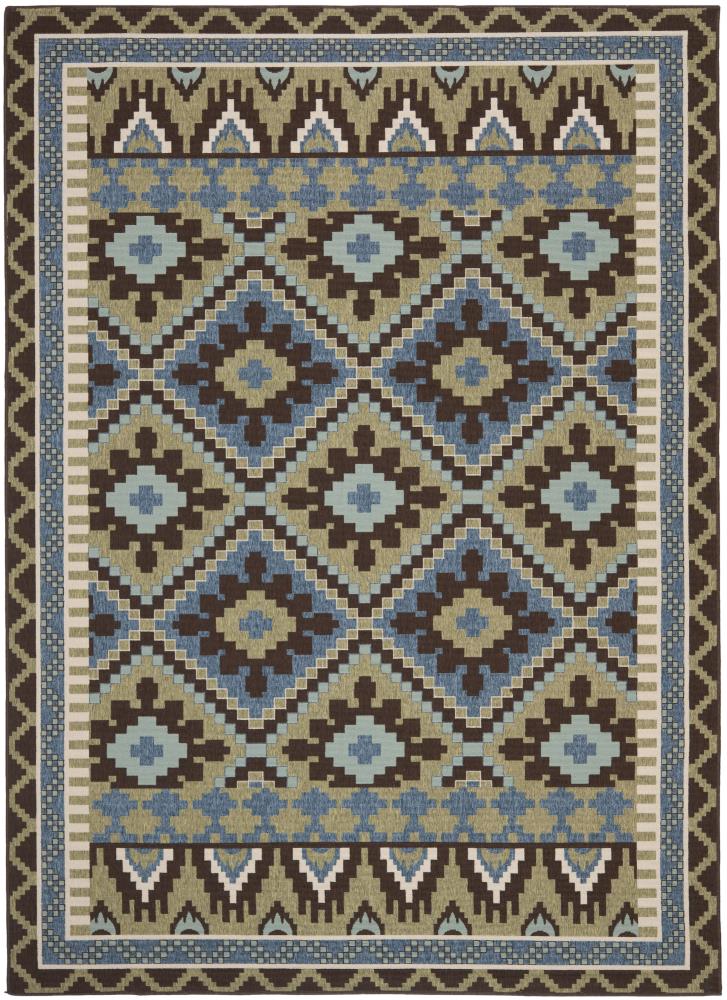 Safavieh VER096-0642-8 Veranda Vitaline 8 x 11 (ft) Loomed Synthetic Green/Chocolate Rectangular Indoor/Outdoor Abstract Coastal Area rug