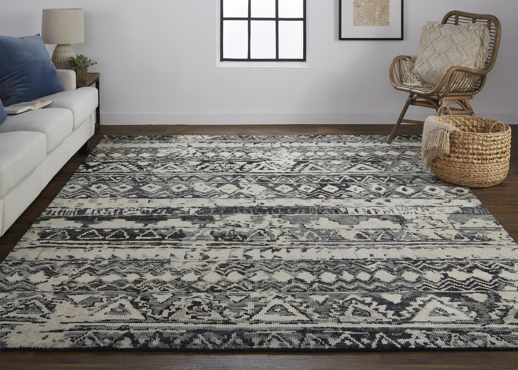 Room Envy PALR6630CHL000C50 Scottsdale 4 x 6 (ft) Knotted Wool Charcoal Gray/Cool Gray Rectangular Indoor Abstract Global Area rug