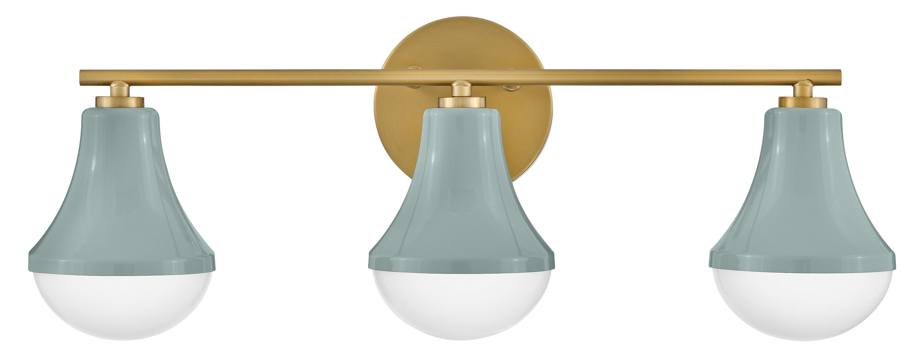 Seafoam Lacquered Brass 3-Light Vanity with Opal Glass Shades