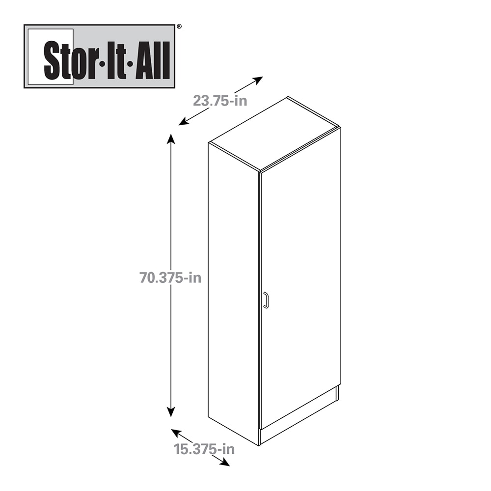 Stor-It-All 23.75-in W x 70.375-in H Wood Composite White Wall-mount ...