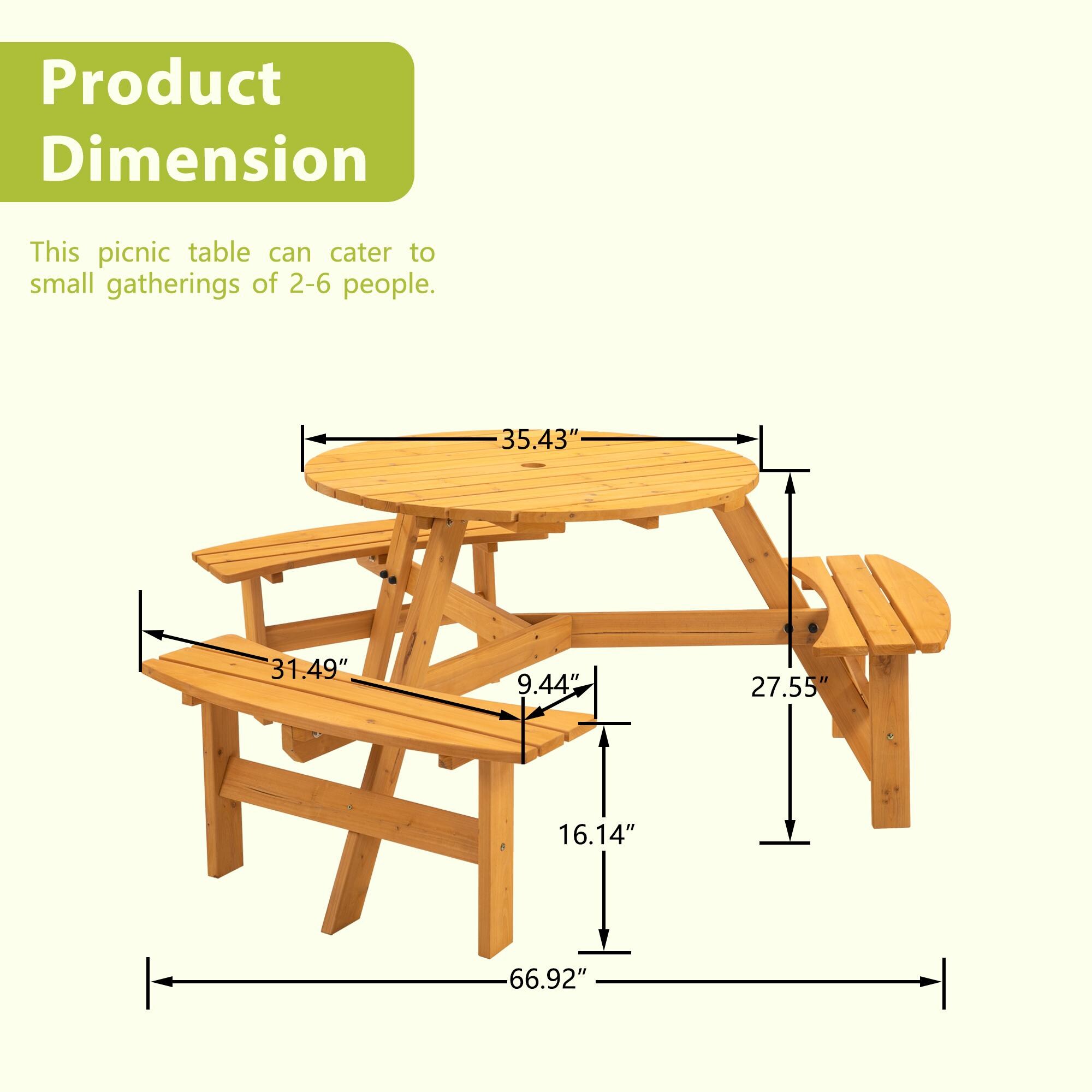 BABOOM 35.43-in Brown Wood Round Picnic Table in the Picnic Tables ...