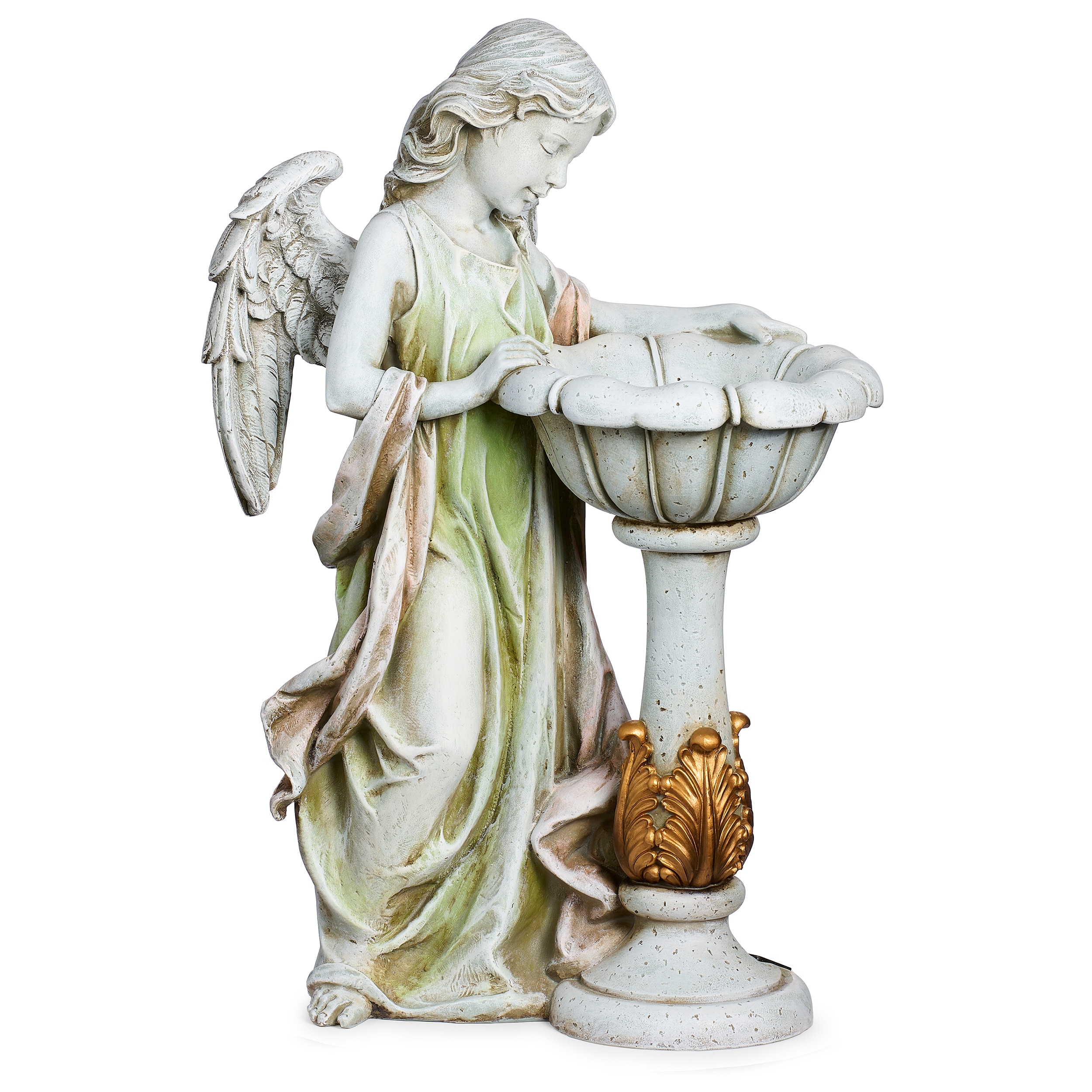 Roman 47237 27-Inches H x 14.1-Inches W Gray Angels and cherubs Garden Statue