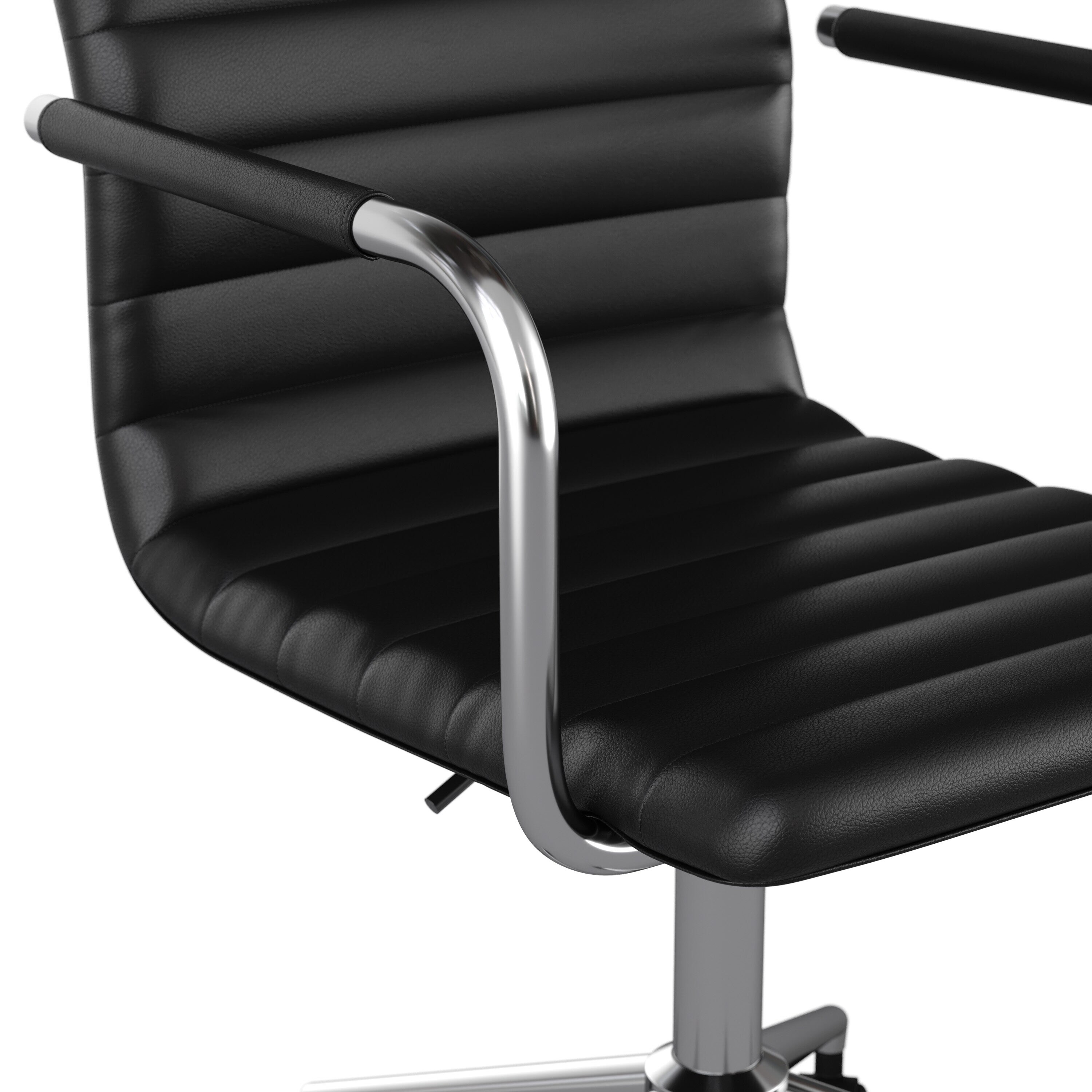 Black Faux Leather Executive Swivel Office Chair with Polished Nickel Frame