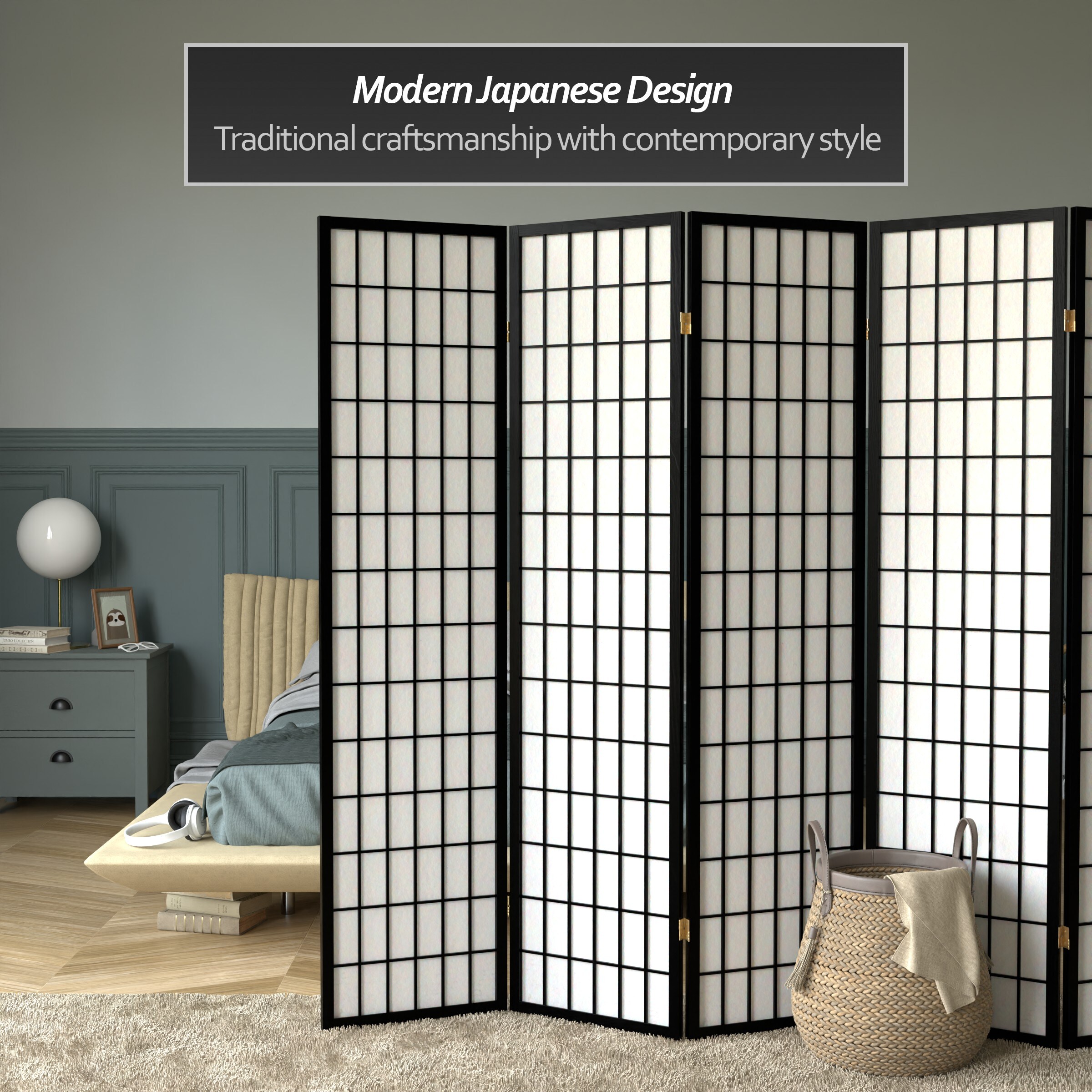 Oriental Furniture SSCWP-8P-BLK Indoor-Privacy-Screens - View #4