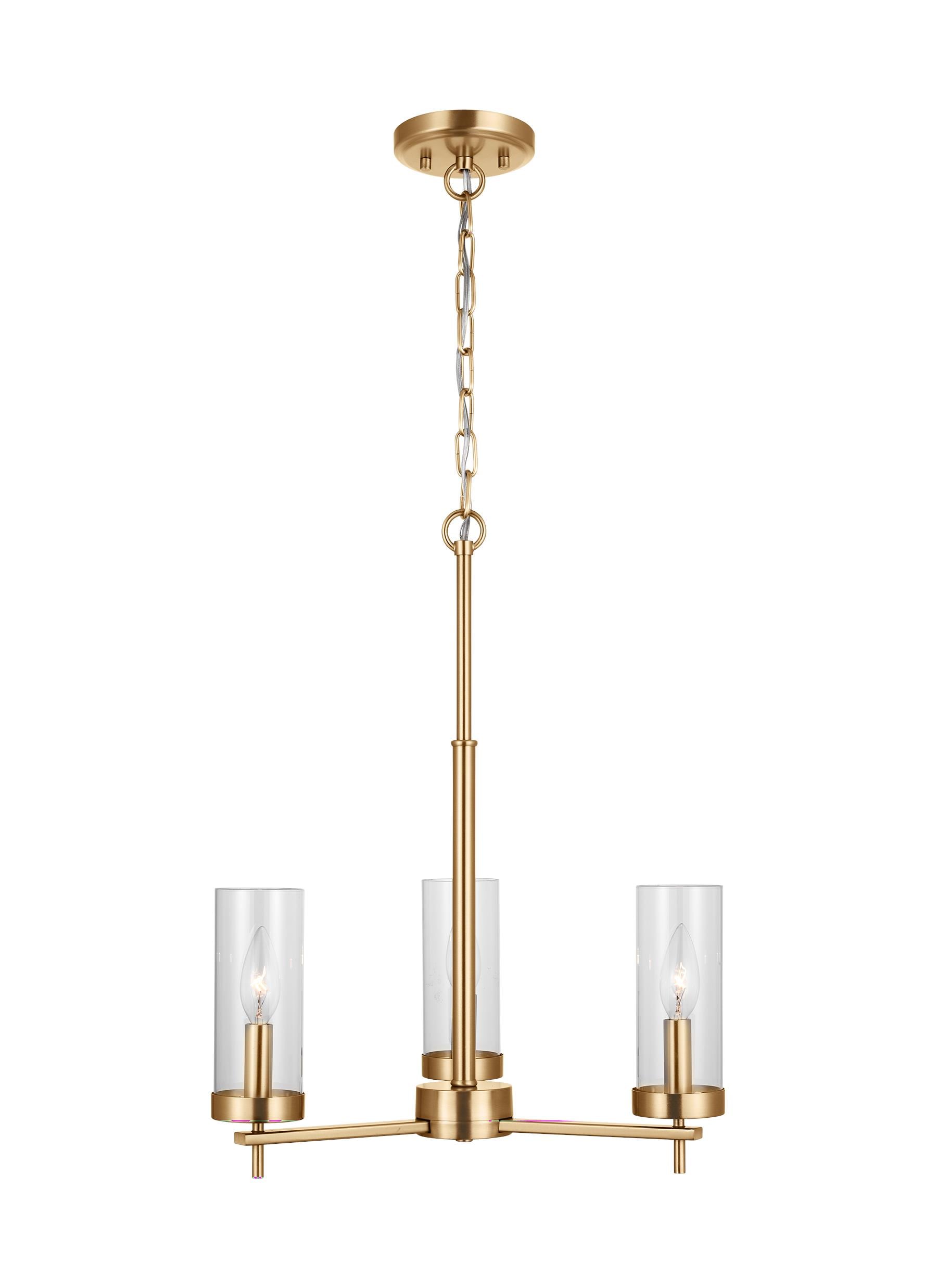 Generation Lighting 3190303-848 Zire 3 -Light Satin Brass Modern/contemporary For Use in Dining Rooms, Foyers, Living Rooms Chandelier