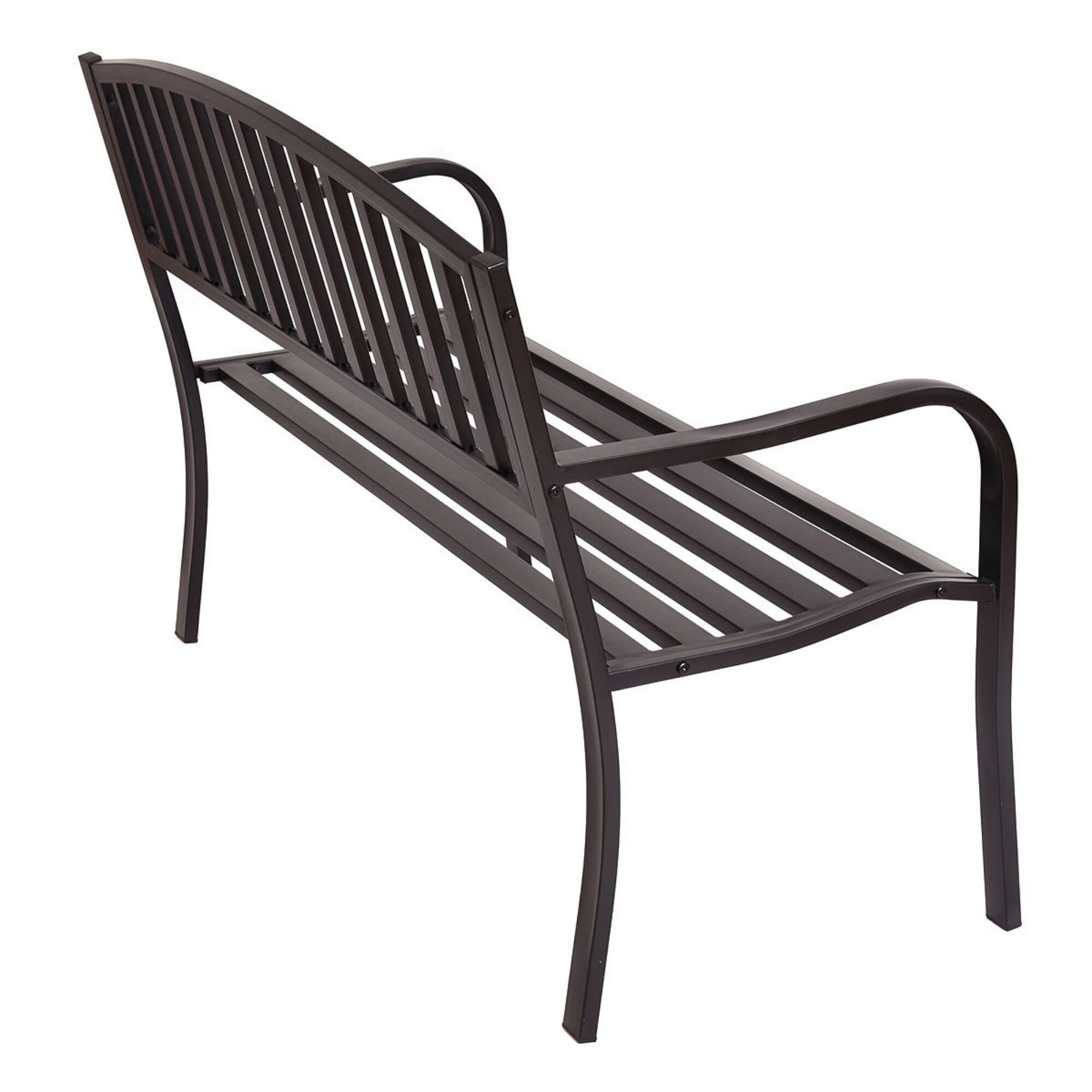 Forclover Outdoor Steel Park Bench 50 In W X 34 2 In H Black Steel Garden Bench In The Patio