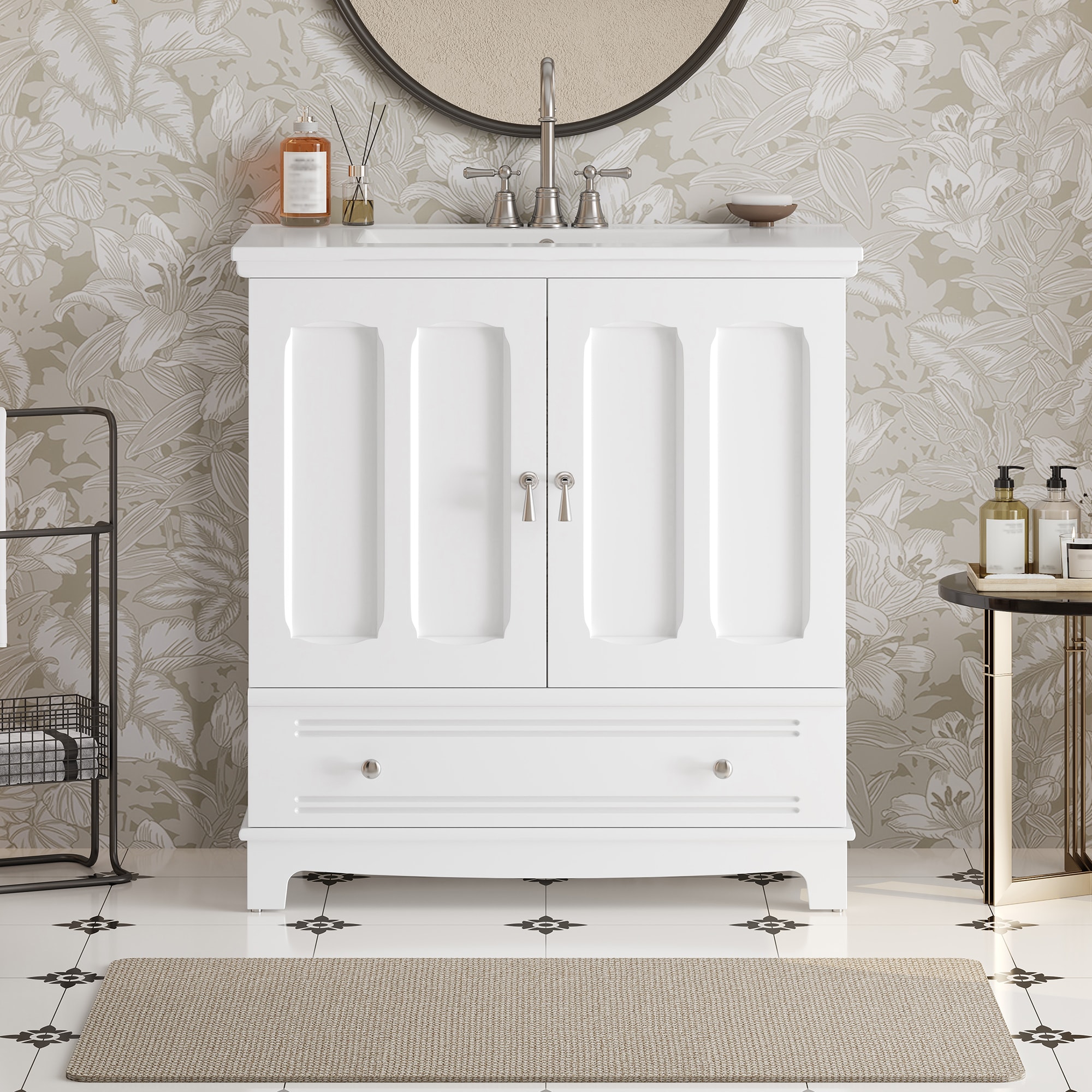 AAZJ Bathroom Vanities with Top 30-in White Undermount Single Sink Bathroom Vanity with White Ceramic Top one_size | 710-N710P293306K