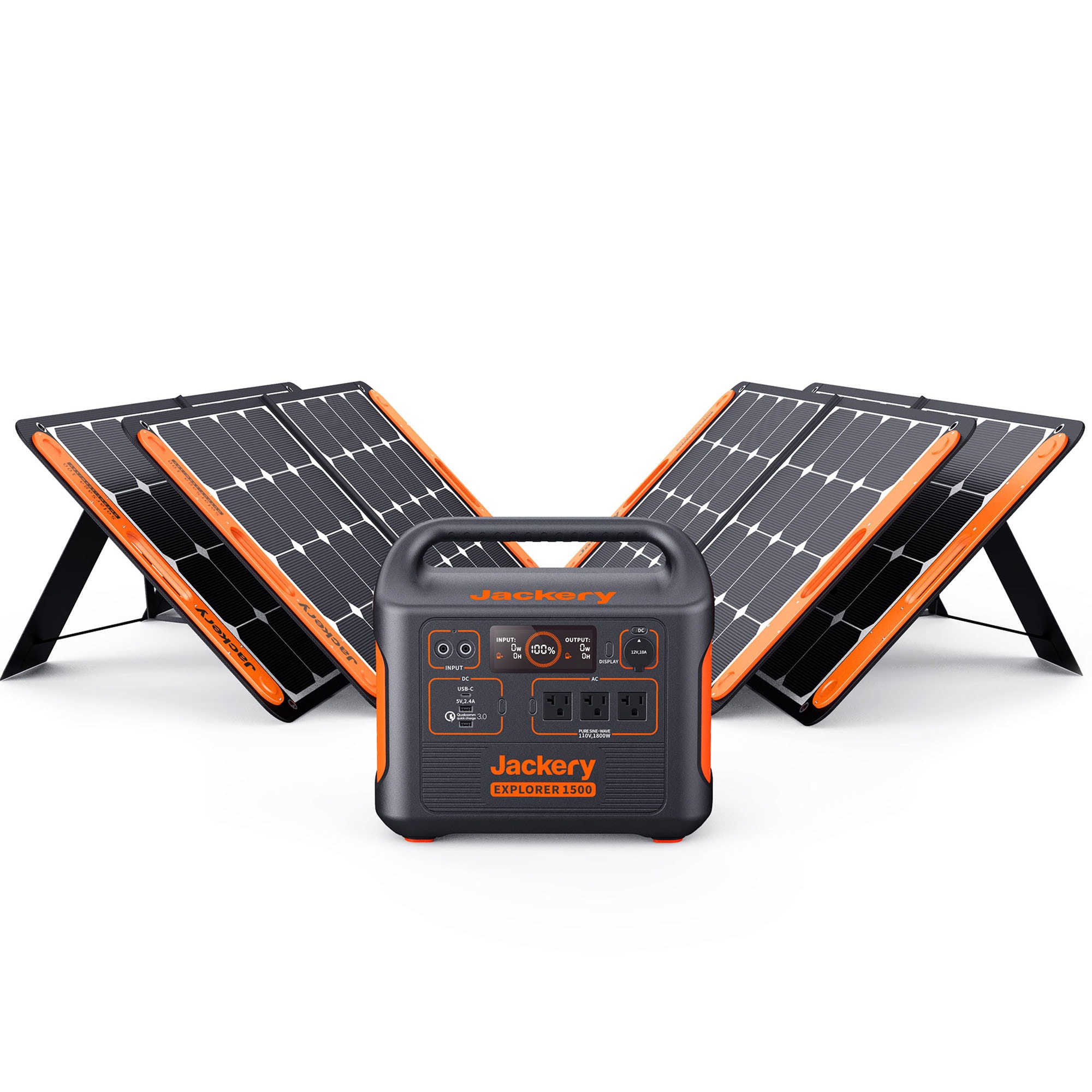 Jackery Explorer 1500 Solar Generator 1800-Watt Portable Power Station (4  Solar Panels Included) in the Portable Power Stations department at