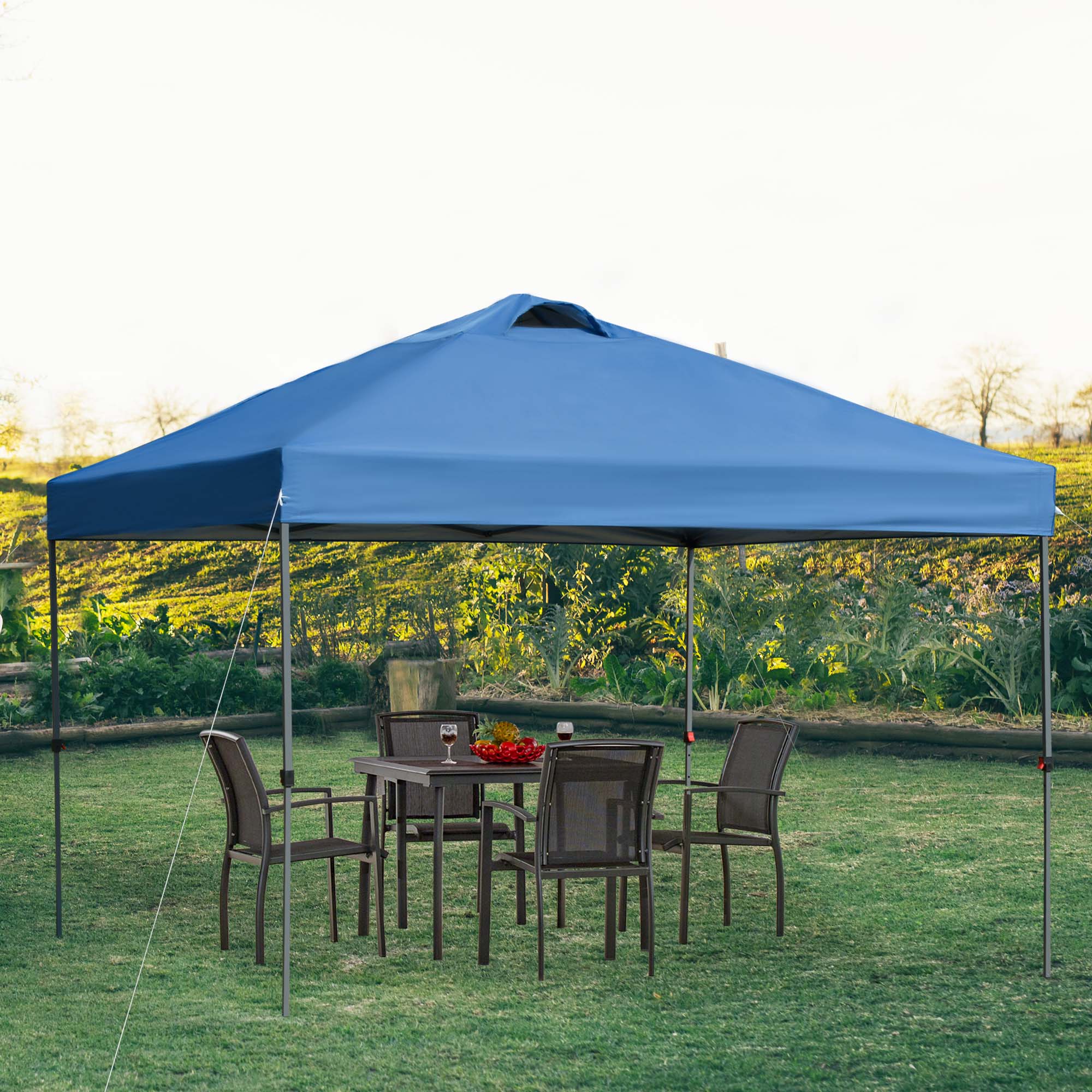 ToolCat BZ2-38-PW 9.75-ft x 9.75-ft Blue Gazebo with Soft Top Roof