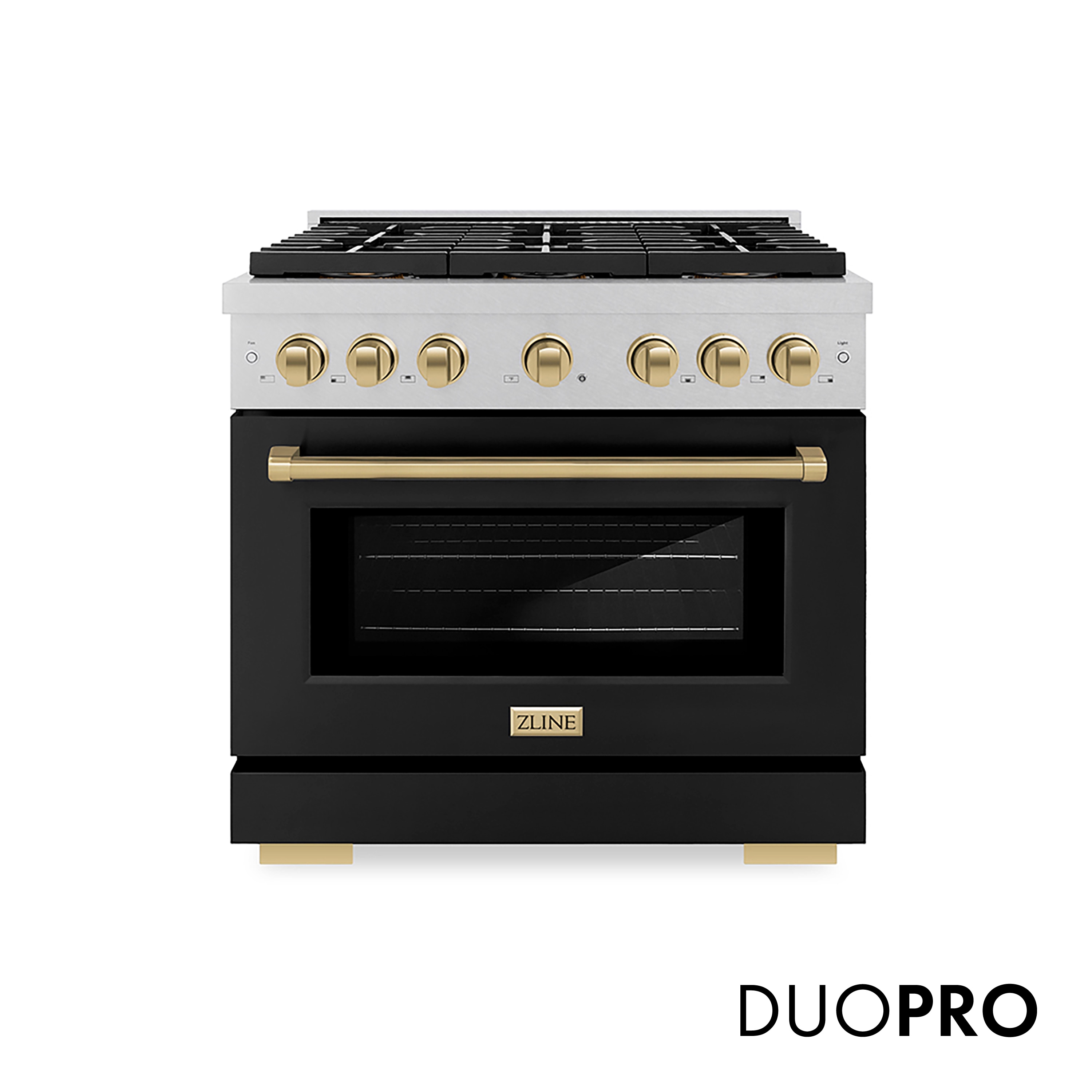 Paramount 36-in Deep recessed 6 burners Convection Oven Freestanding Dual Fuel Range ( Satin Stainless Steel w/Black Matte Door )