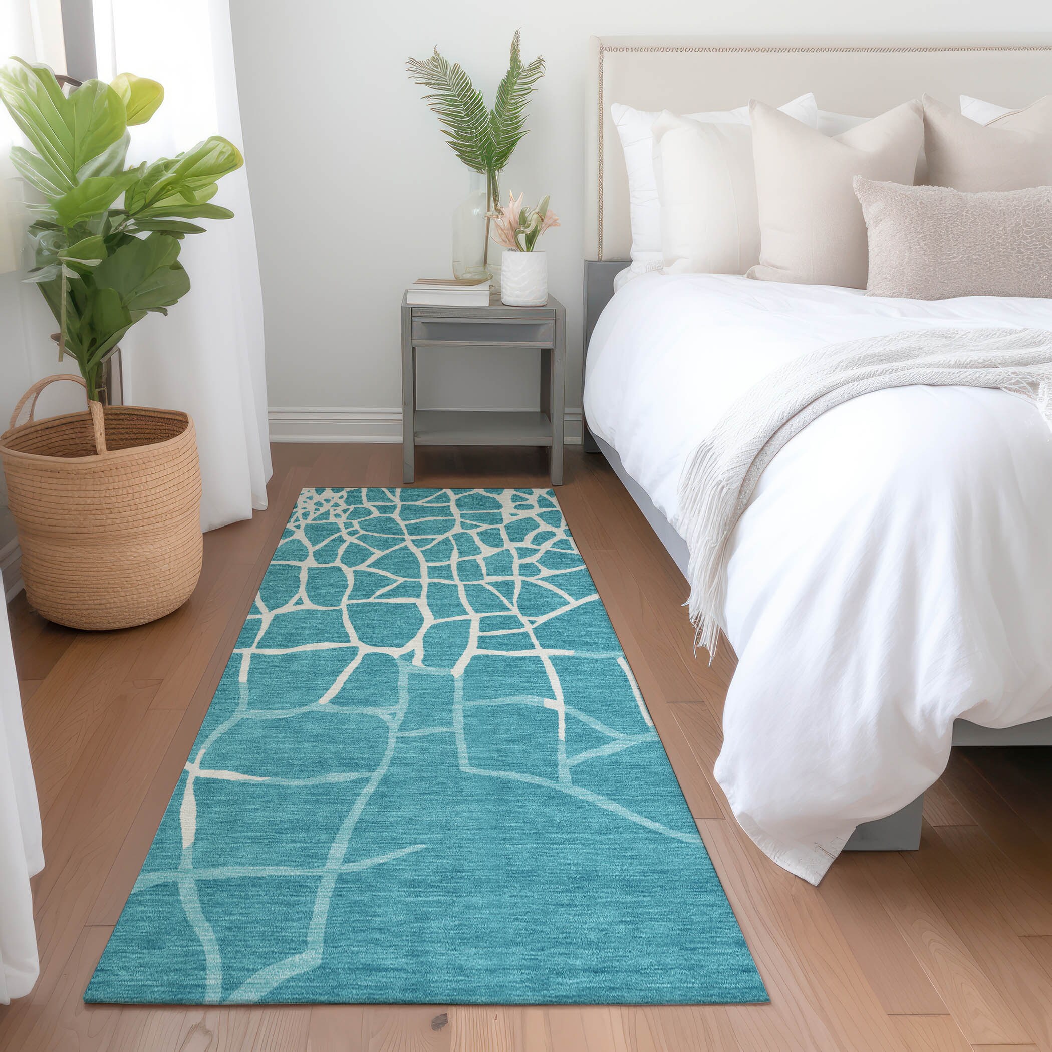 Addison Rugs ACN1049TE2X8 Chantille ACN1049TE 2 x 7 (ft) Polyester Teal Rectangular Indoor/Outdoor Geometric Machine washable Runner rug