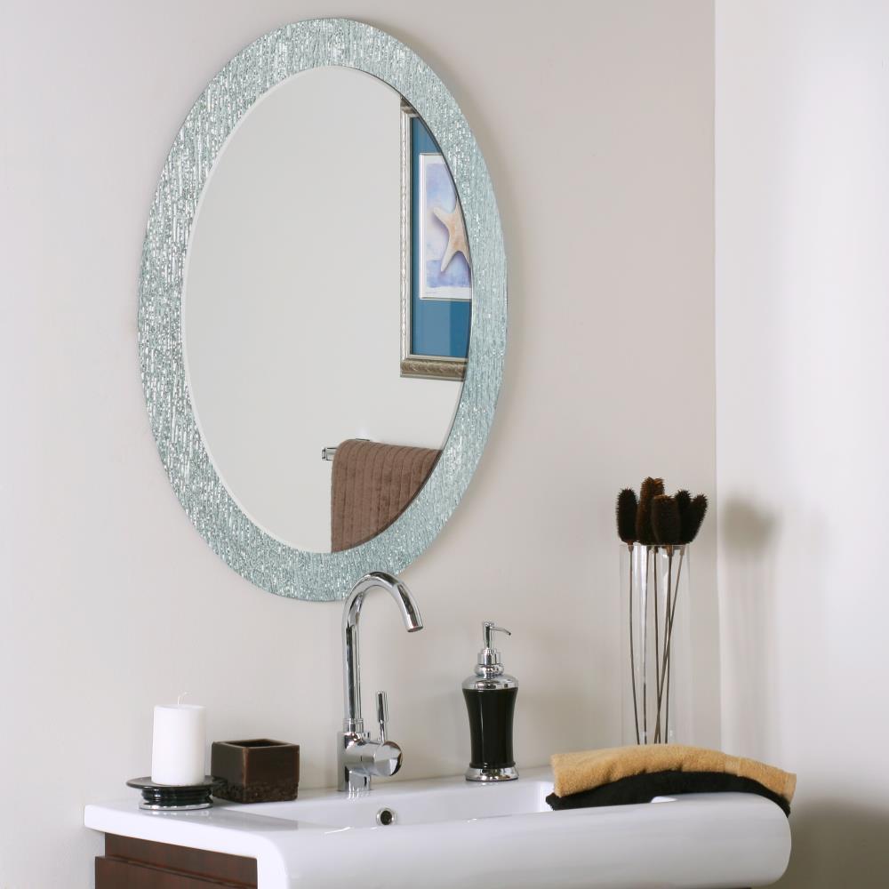 Decor Wonderland SSM5005-4 23.5-in x 31.5-in Frameless Oval Bathroom Vanity Mirror (Silver)