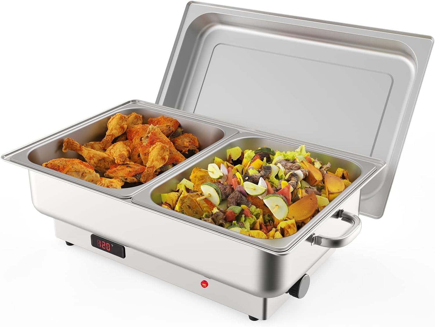 GarveeLife LSLX0416CL10 Electric Chafing Dish Buffet Set 9 QT Buffet Servers and Warmers Stainless Steel Commercial Food Warmer with many Size Pan