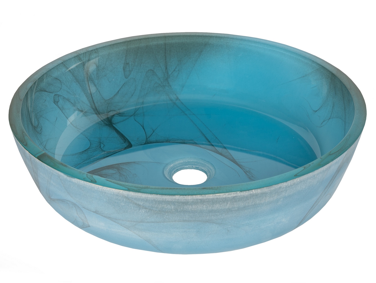 Eden Bath EBGS51 Glass Vessel Round Modern Blue Bathroom Sink ( 16.625-Inches x 16.625-Inches )