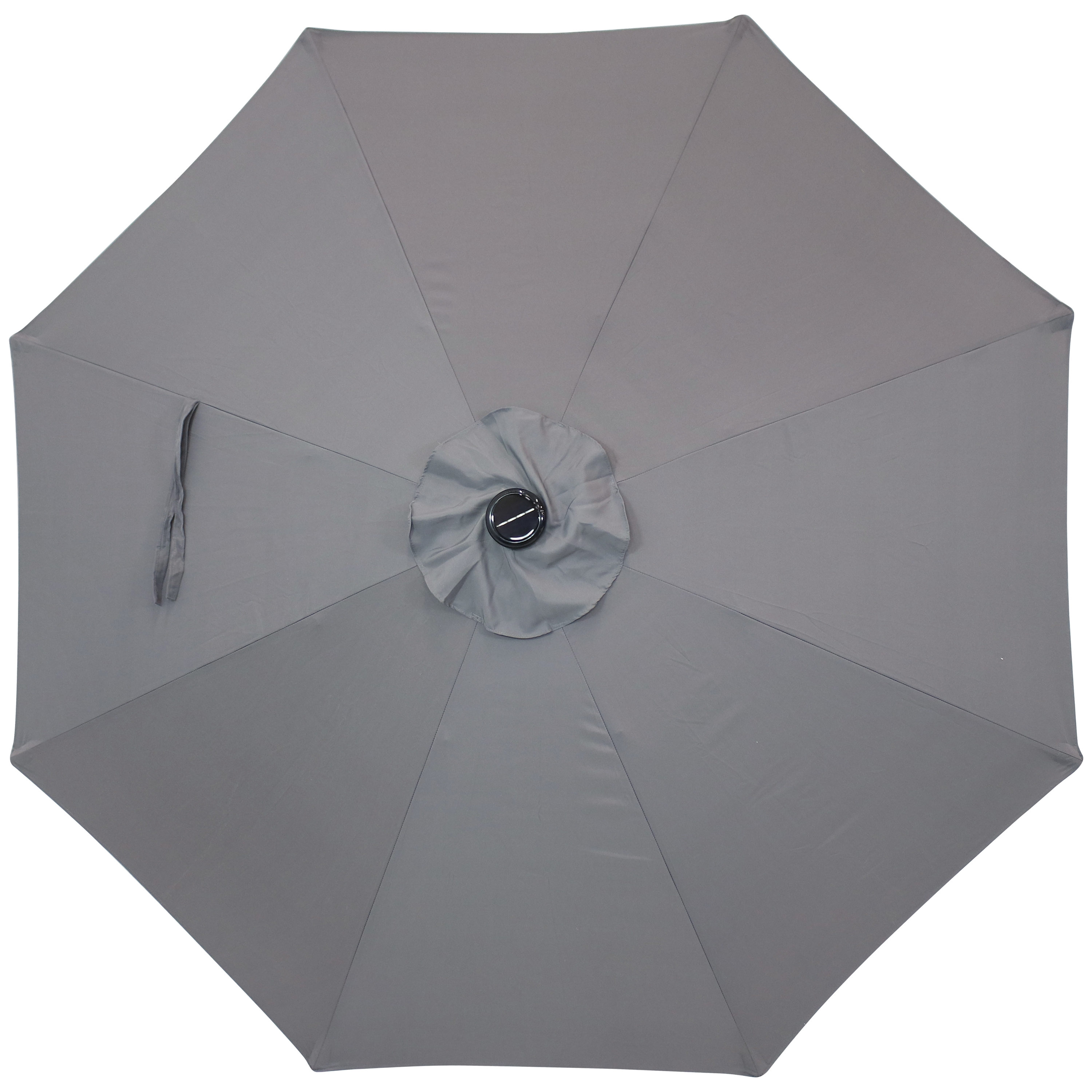 Gray 9-Foot Aluminum Market Patio Umbrella with Solar LED Lights