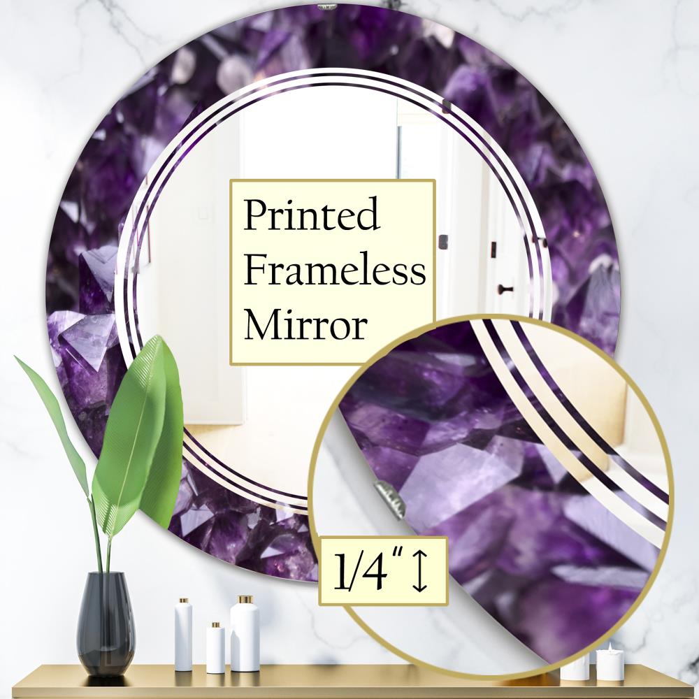 Designart 24-in W x 24-in H Round Purple Polished Frameless Wall Mirror ...