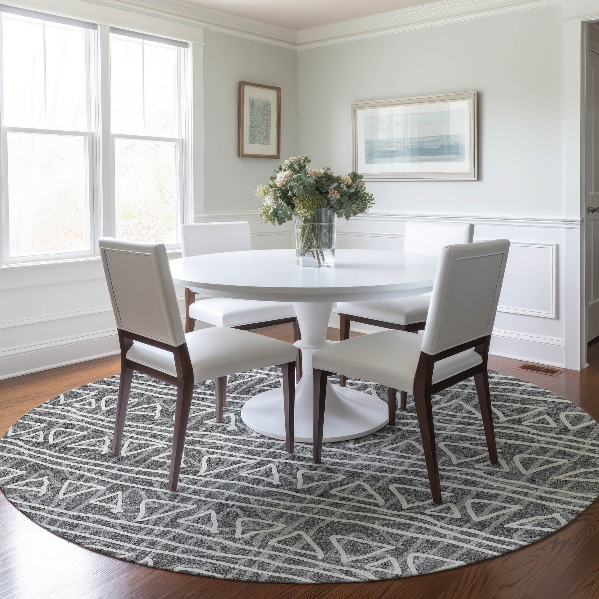 Addison Rugs ACN730CC8RO Chantille ACN730CC 8 x 8 (ft) Polyester Charcoal Round Indoor/Outdoor Geometric Machine washable Area rug