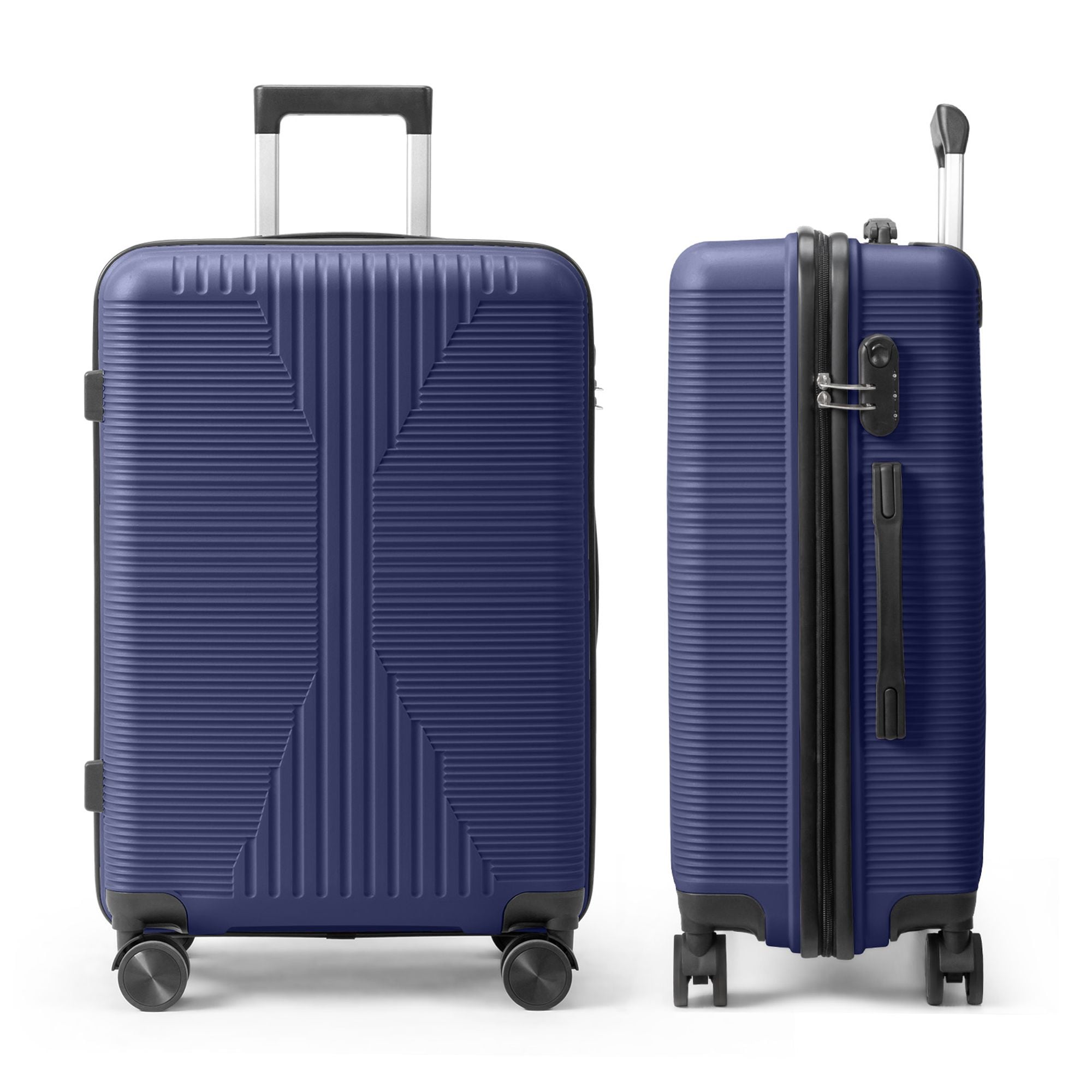 Winado 24 inches Hardside Checked Luggage PP Suitcase Grey in the