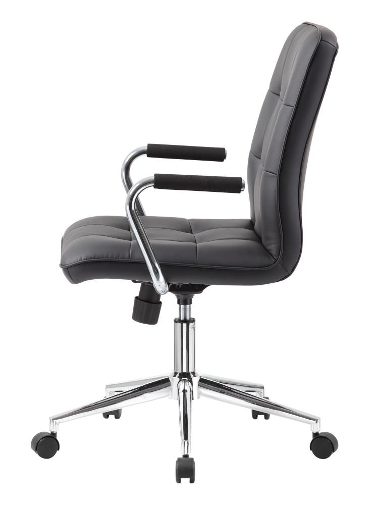 ErgoFlex Black Leather & Metal Swivel Task Chair with Chrome Accents