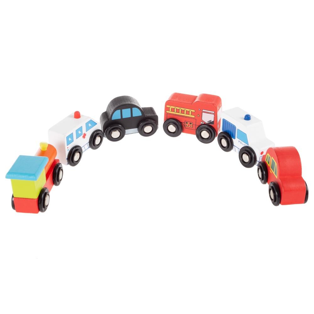 Toy Time Wooden Car PlaySet-6-Piece Mini Toy Vehicle Set with Cars, Police  and Fire Trucks, Train-Pretend Play Fun for Preschool Boys and Girls in the  Kids Play Toys department at