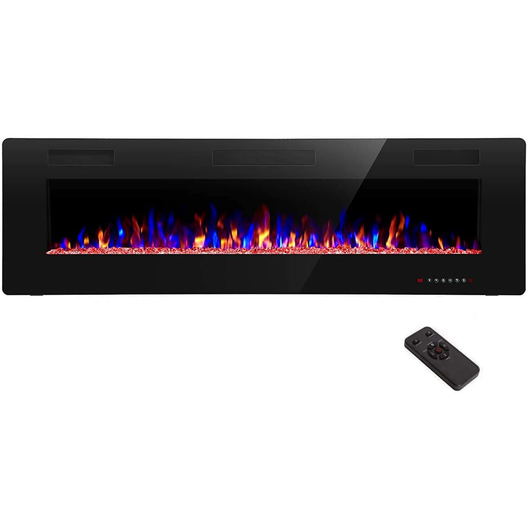 EdenDirect LW-USTV518-C1 72-in W Black Wall mount LED Wall-mount Electric Fireplace with Remote Control Included