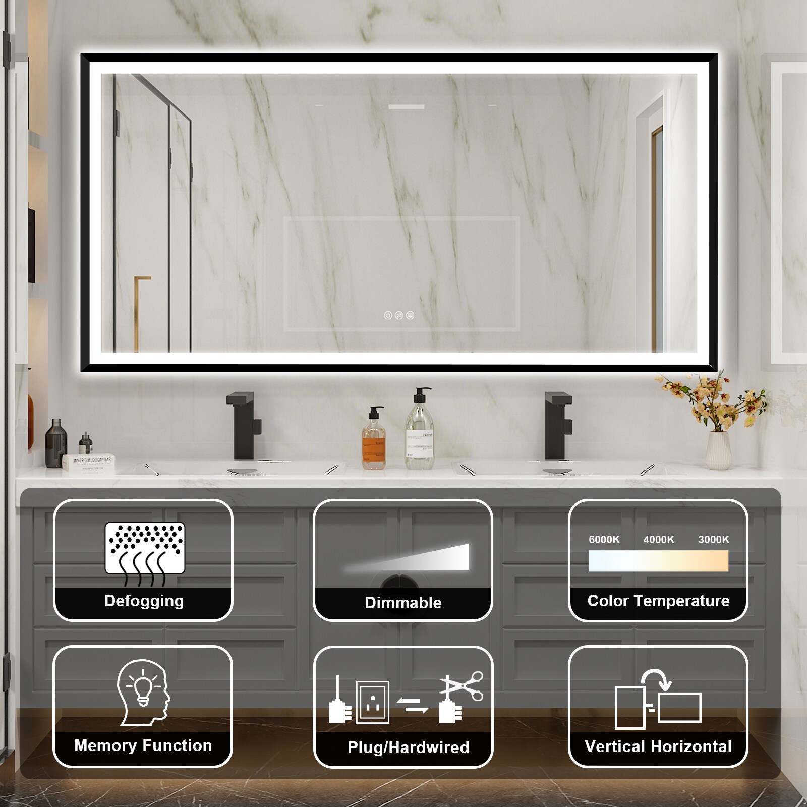 WELLFOR W6FM7236MB Framed-Bath-Mirrors - View #7