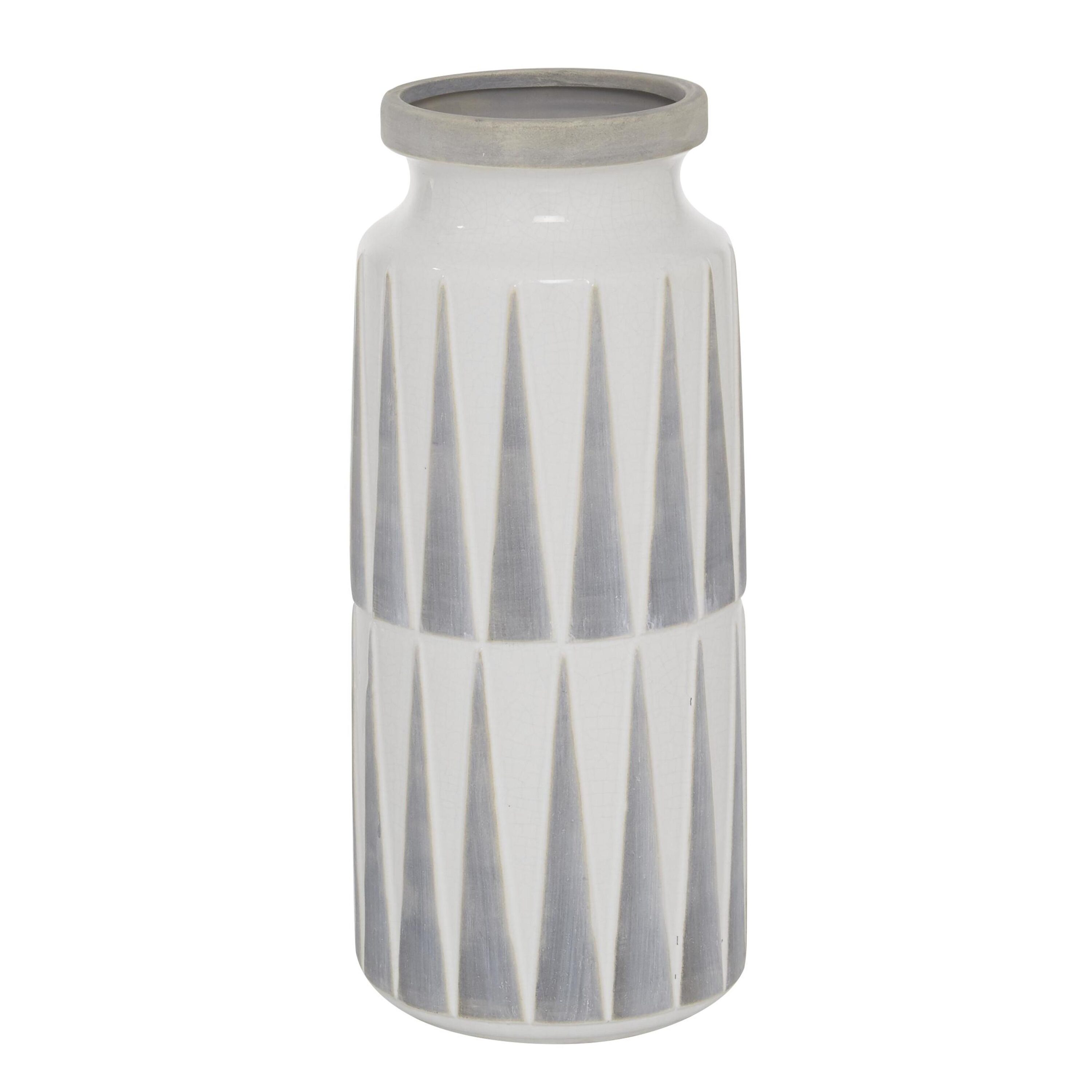 Elegant Dove Gray Ceramic Bouquet Vase 13''