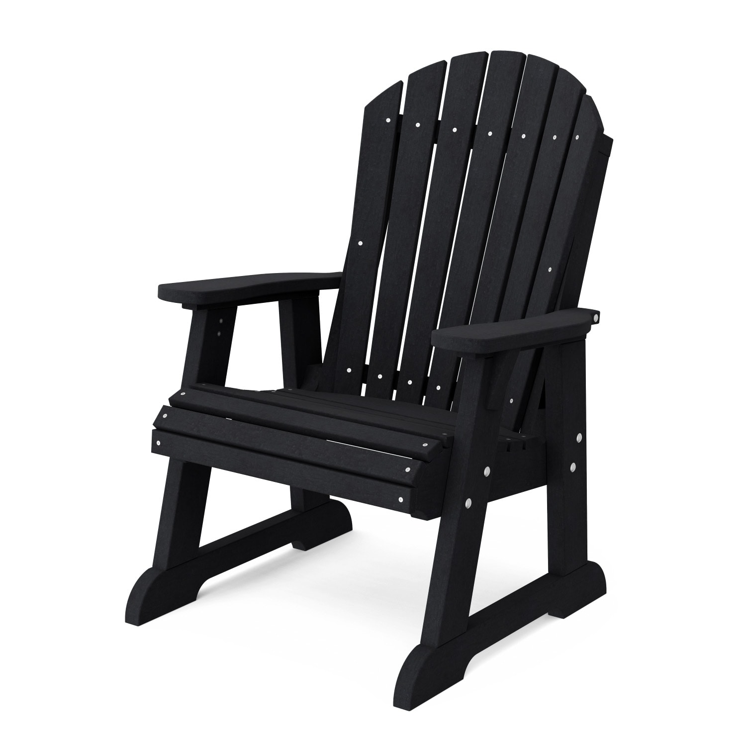 Wildridge LCC-117-BK Heritage High Fan Back Black HDPE Frame Stationary Adirondack Chair with Slat Seat