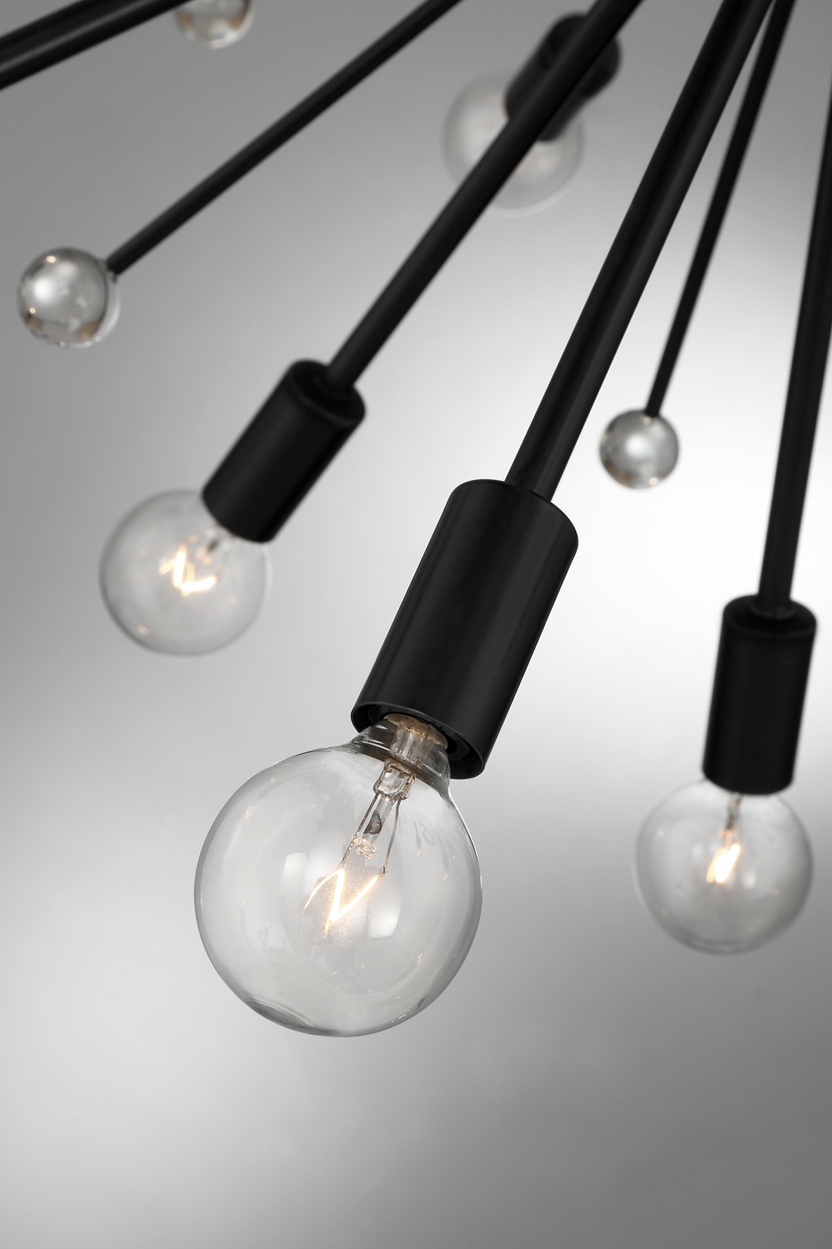 Galea Matte Black 24-Light Sputnik Chandelier with Glass Baubles