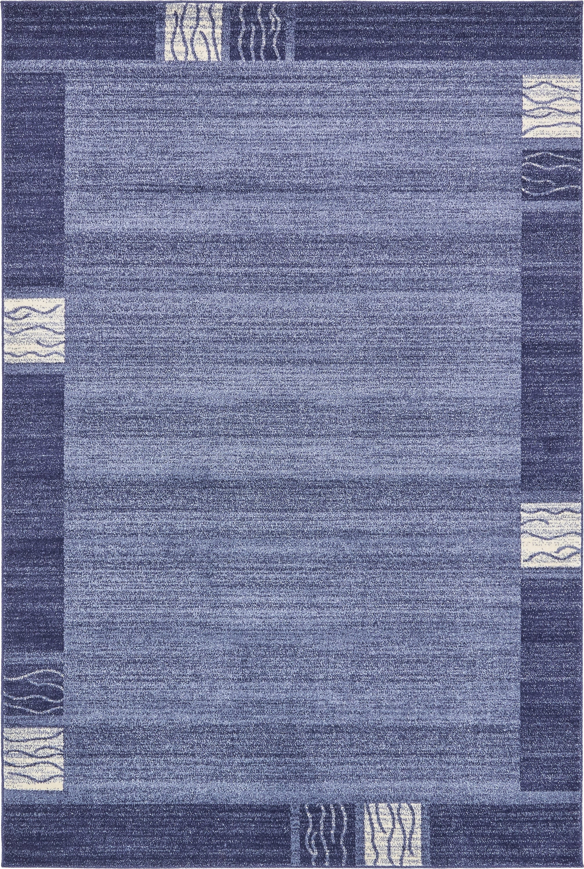 Serene Light Blue Geometric 6' x 9' Tufted Synthetic Rug