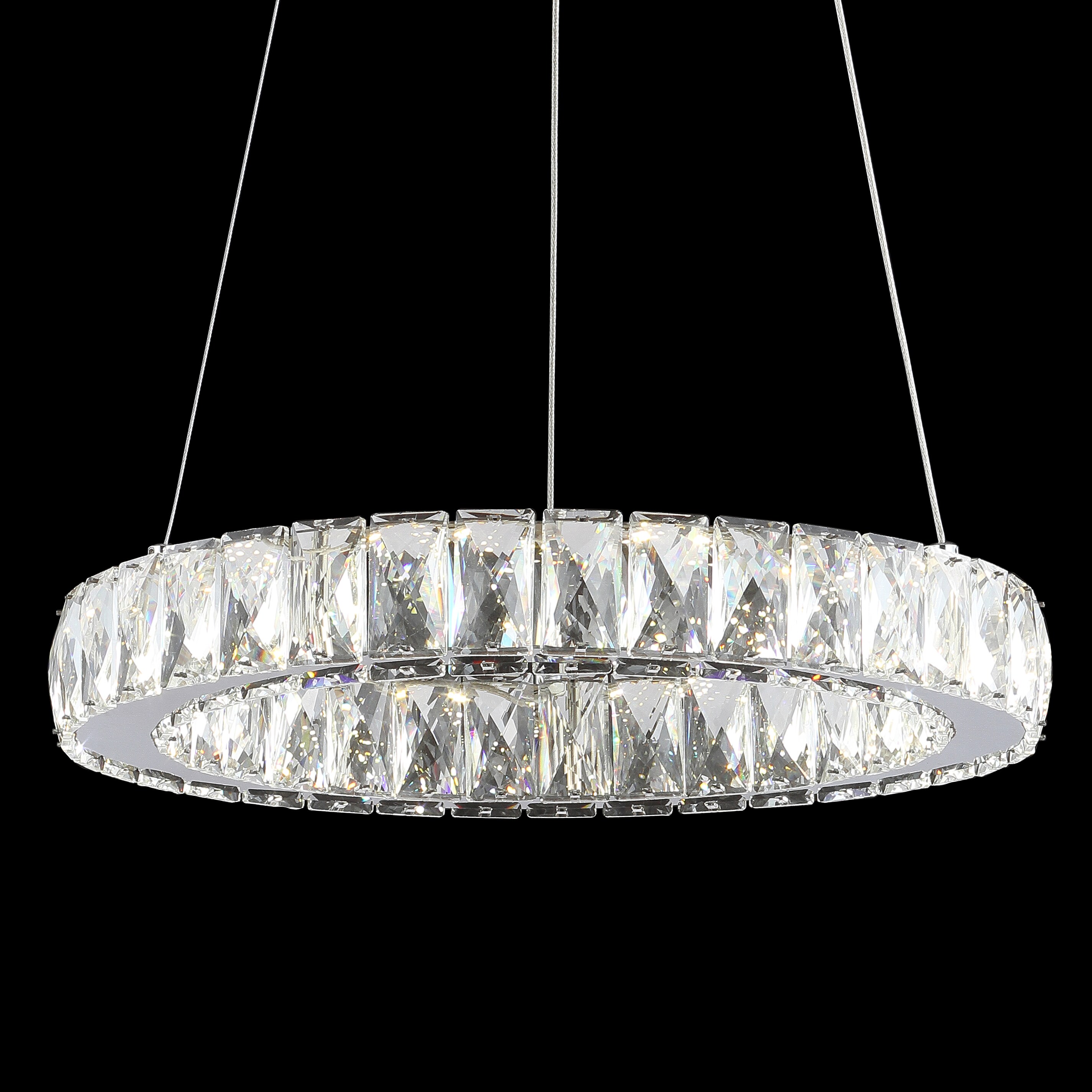 Elegant Chrome Crystal Ring LED Chandelier 15.75" Flush Mount