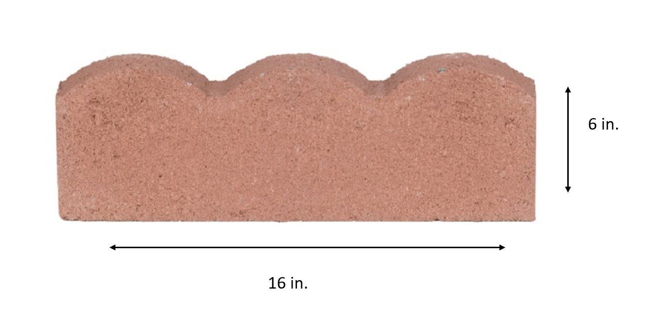 Scalloped 2-in L x 16-in W x 6-in H Red Concrete Straight Edging Stone