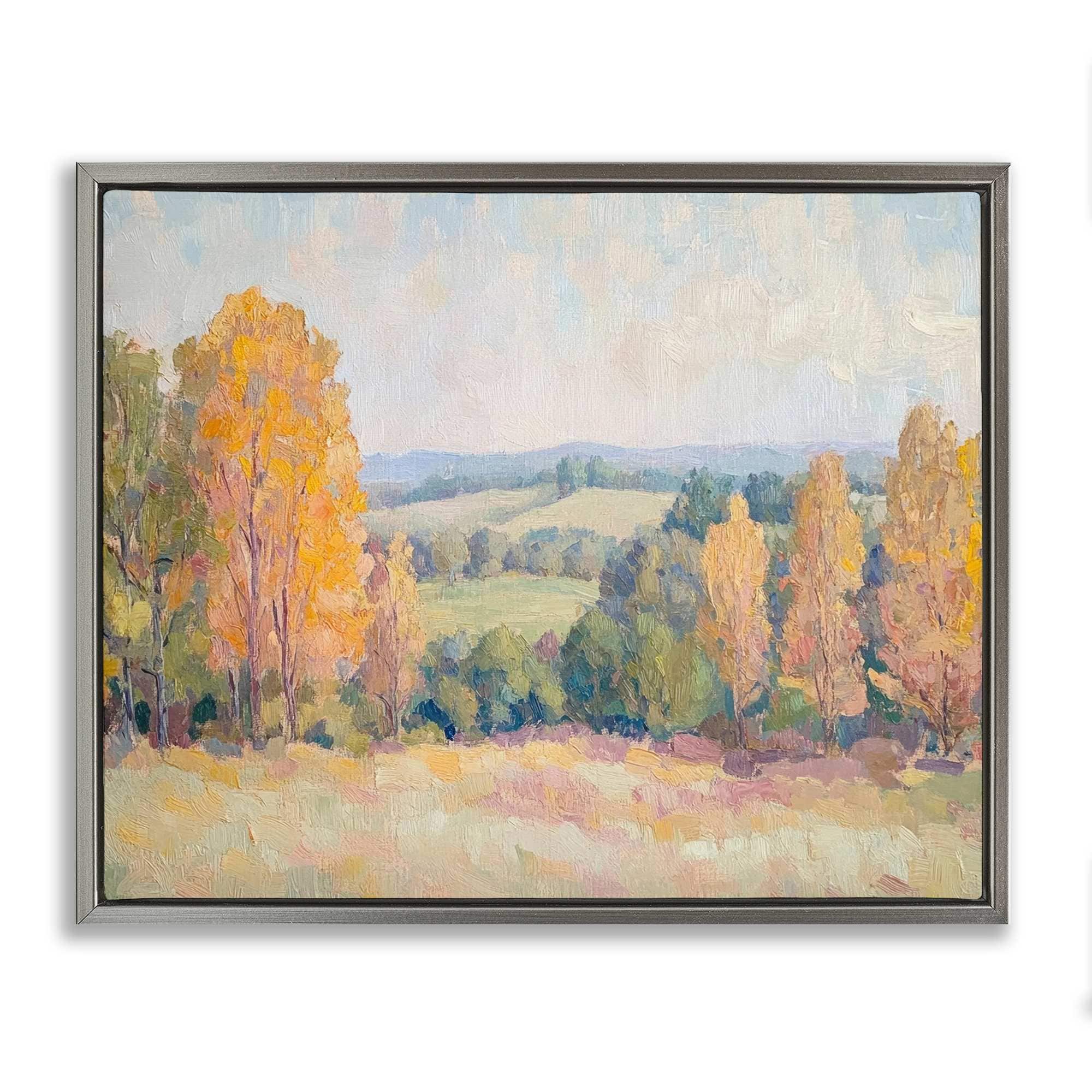 Stupell Industries BT-823-FFL-16X20 Countryside in Autumn Gray Framed Floater Canvas Wall Art By Petal Prints Design 21 x 17