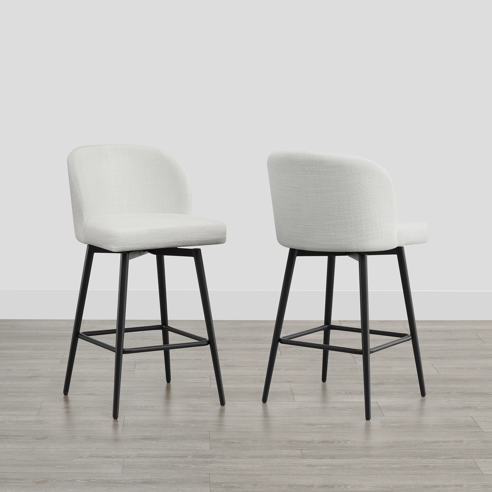 Circle 55 LWSY2001-B1360 2 -Set White 27-in H Counter height Bucket seat Upholstered Swivel Metal Bar Stool and Back