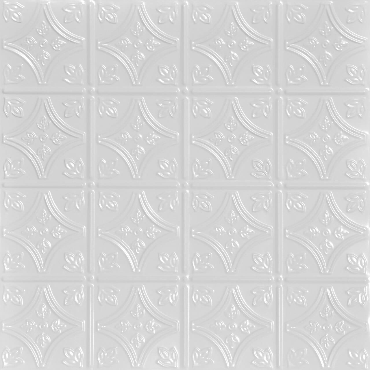 From Plain to Beautiful in Hours SKPC209-WH-24X24-D12 2-ft x 2-ft Tiny Tiptoe White Steel Drop Ceiling Tile ( 12 -Pack, 48-Sq. Feet / Case )
