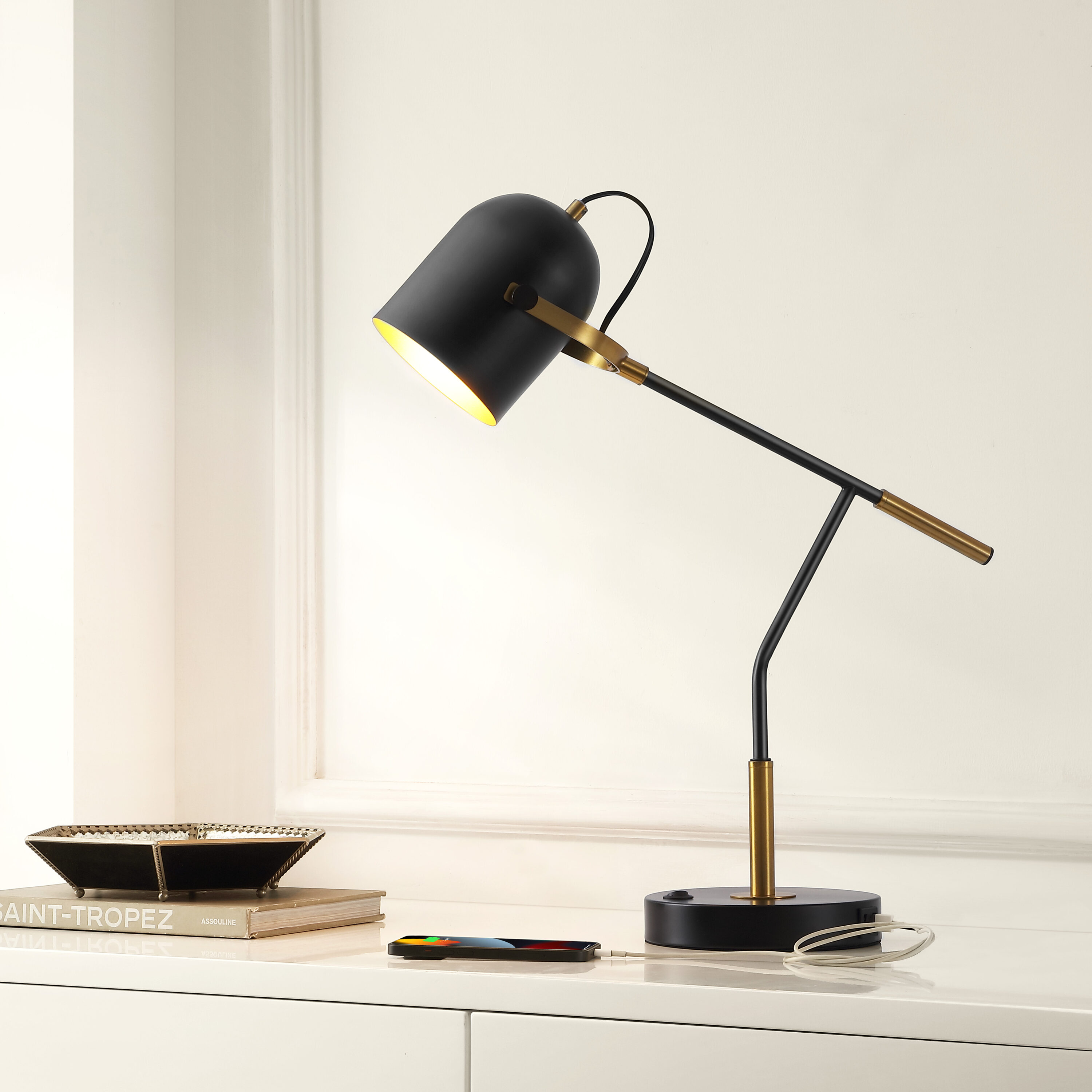 Safavieh TBL4458A-U Table Lamps 22-in Black LED Incandescent On/Off switch Table Lamp with Metal Shade