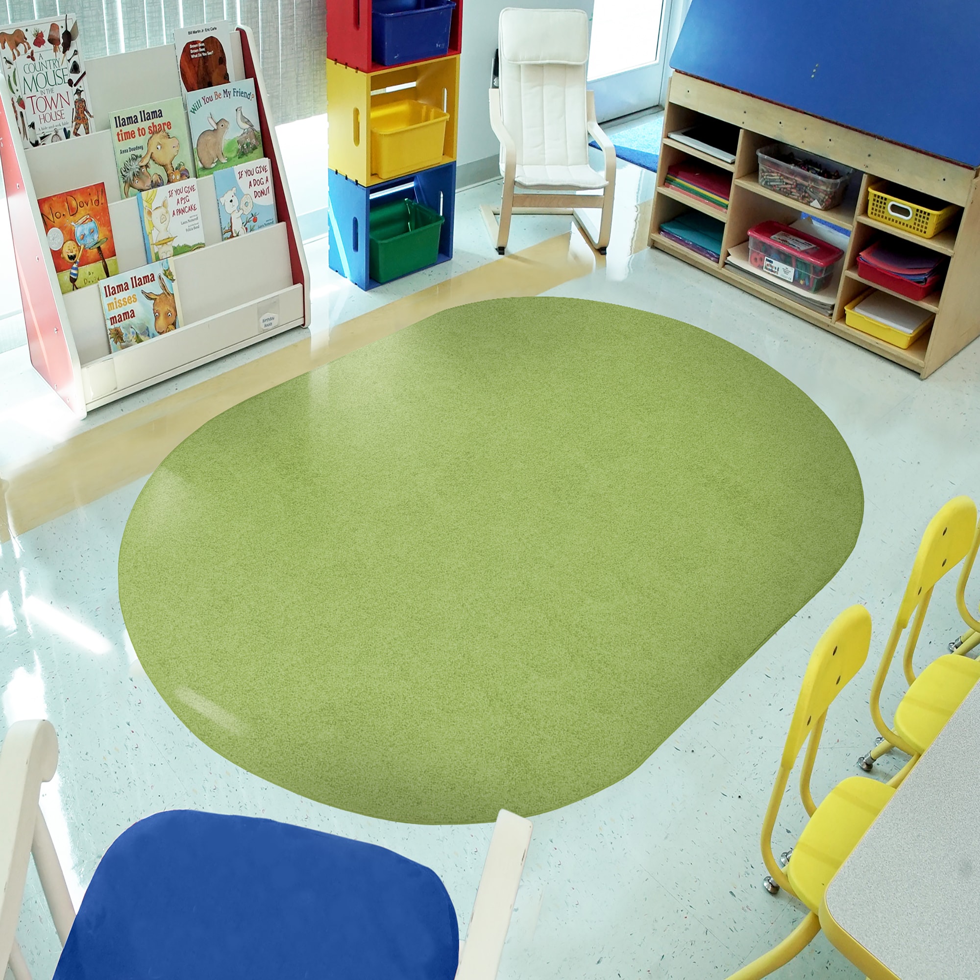 Joy Carpets 623QQ-09 Kid Essentials 6 x 9 (ft) Tufted Polyester Lime Green Oval Indoor Solid Area rug