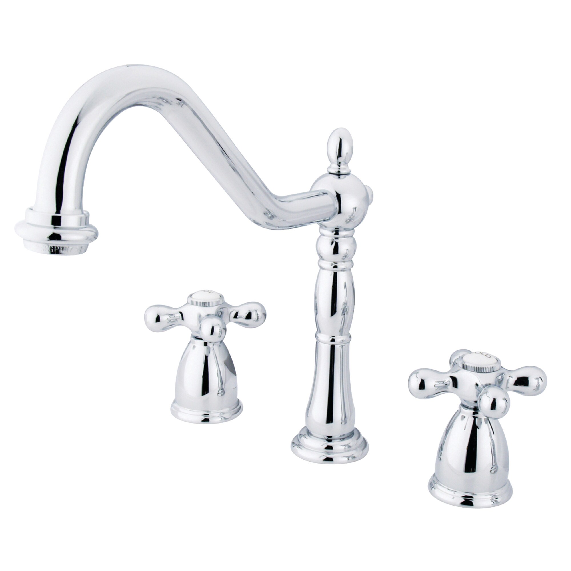 Kingston Brass WLKB1791AXLS Heritage Polished chrome Double Handle Deck-mount Kitchen Faucet