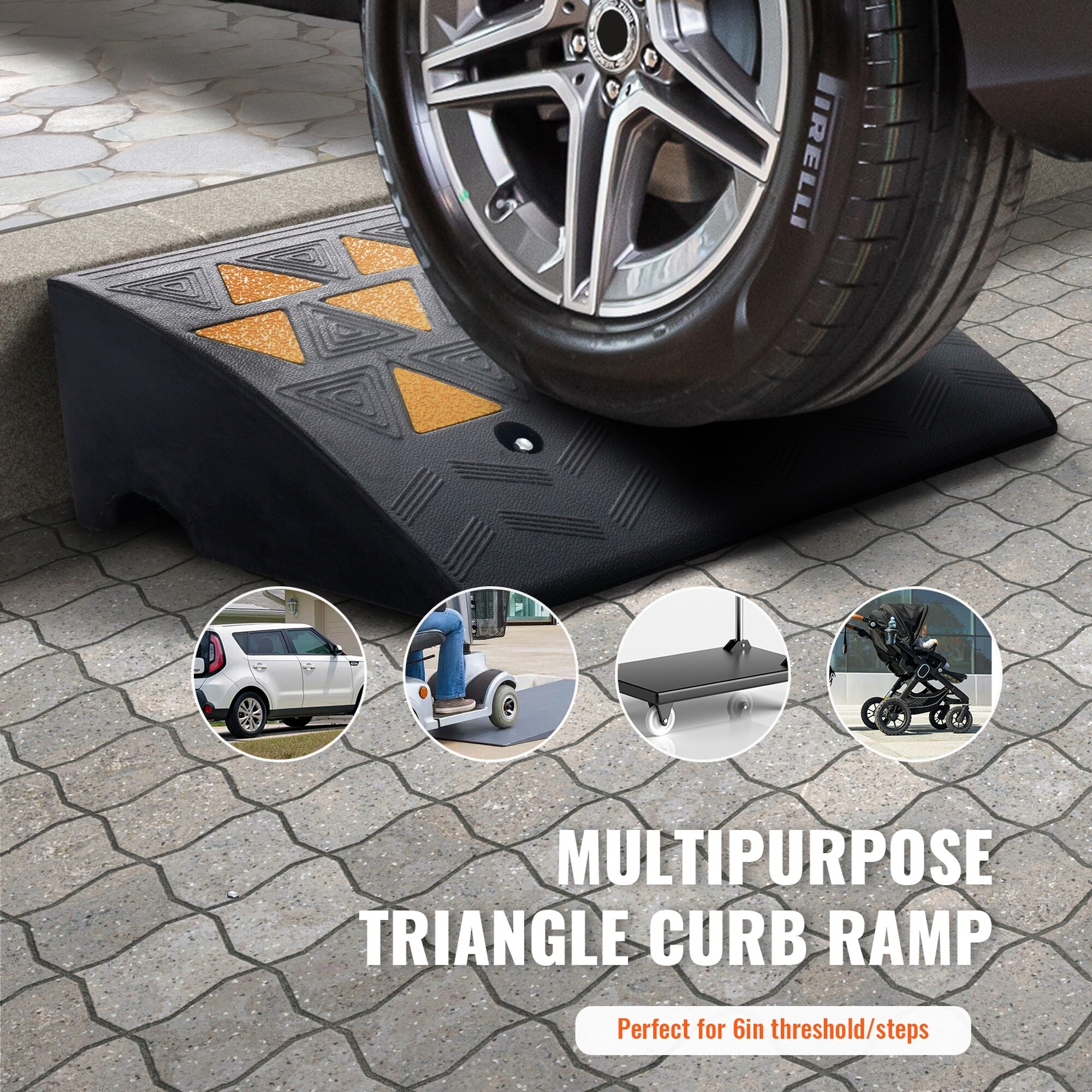 HyperDrop Cart 6 Inch Rise Rubber Sidewalk Curb Ramp/ 19.3in L x 14.6in ...