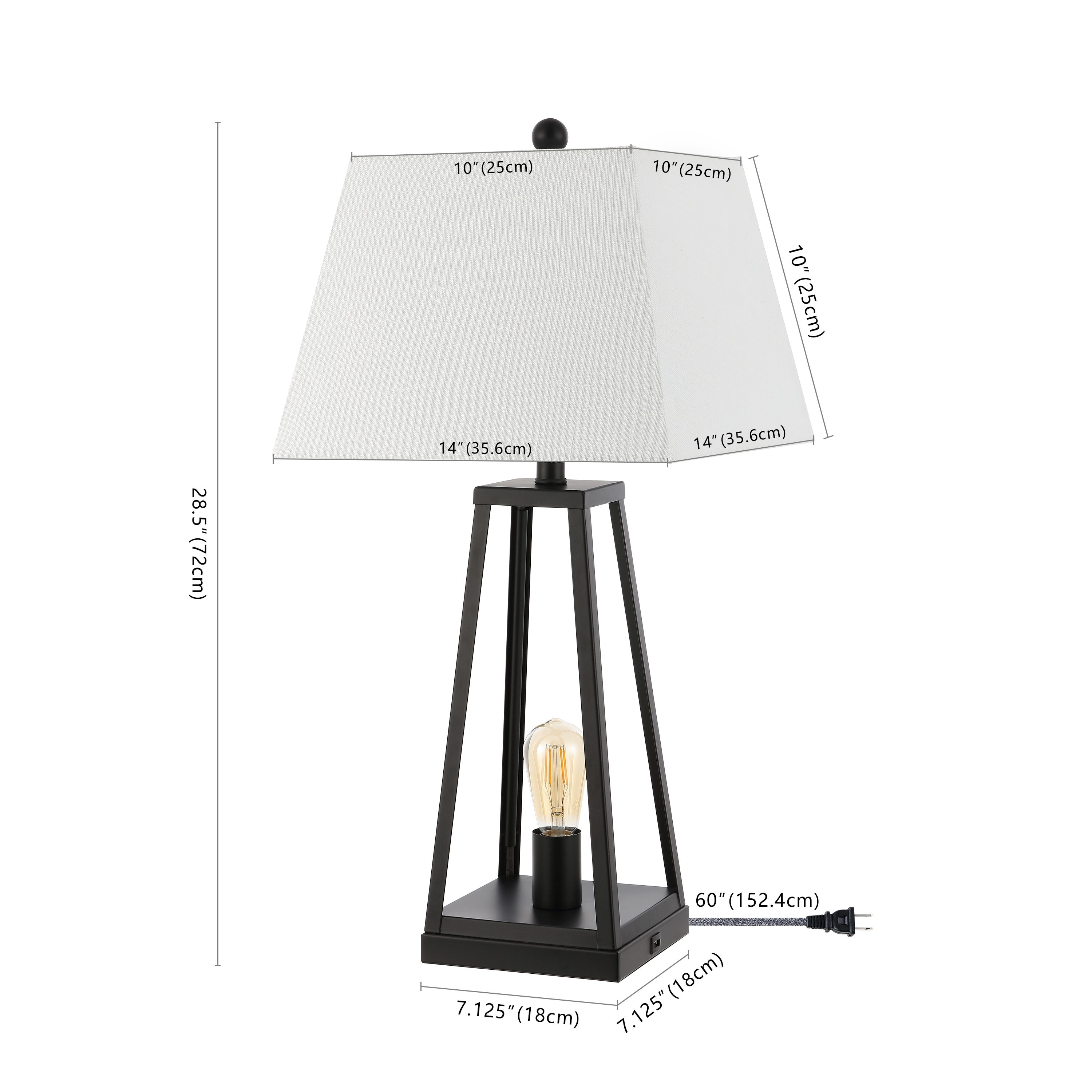 Waylon Black Iron Industrial Table Lamp with USB Port