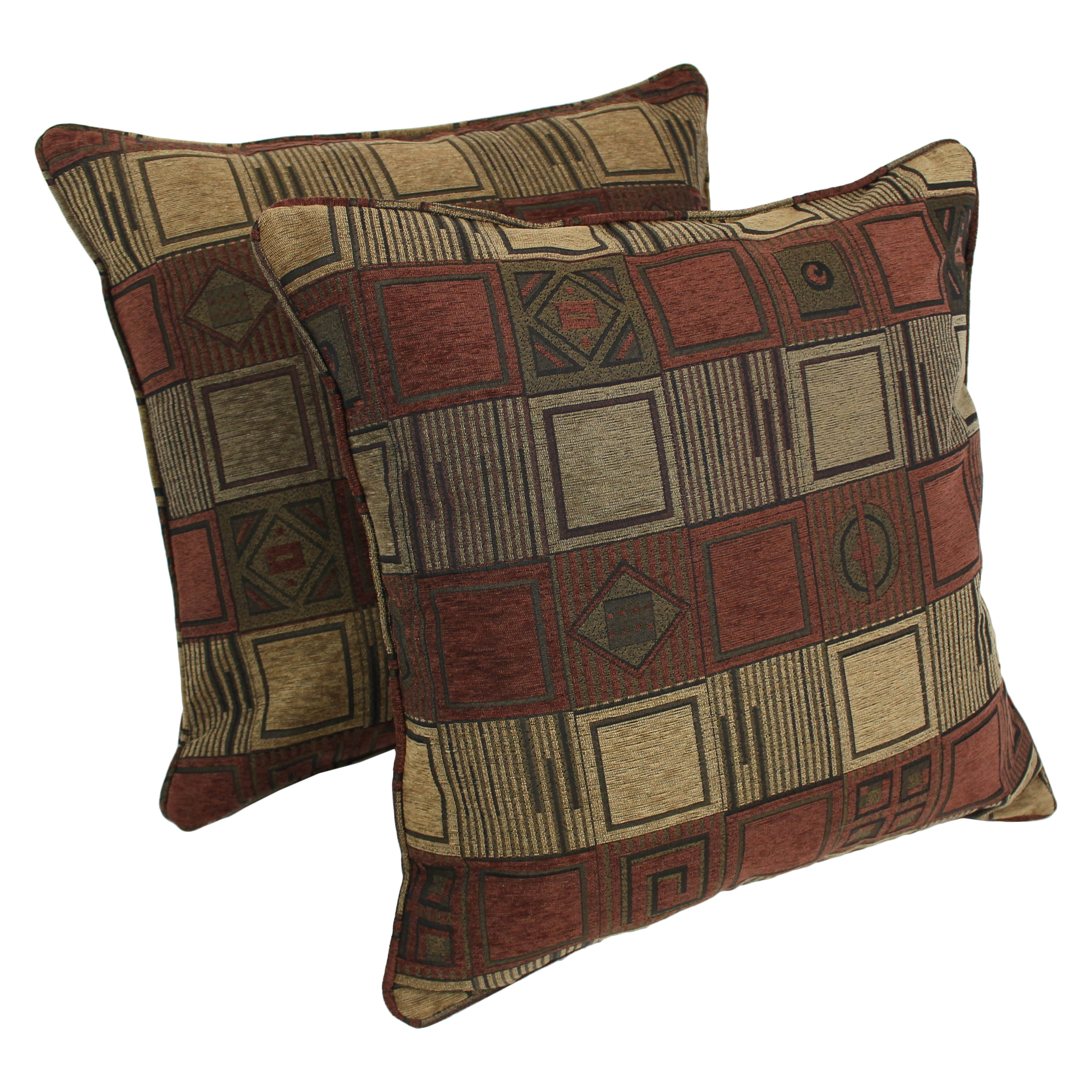 Blazing Needles 9813-CD-S2-JCH-11 2 -Piece 25-in x 25-in Manhattan Square Indoor Decorative Pillow